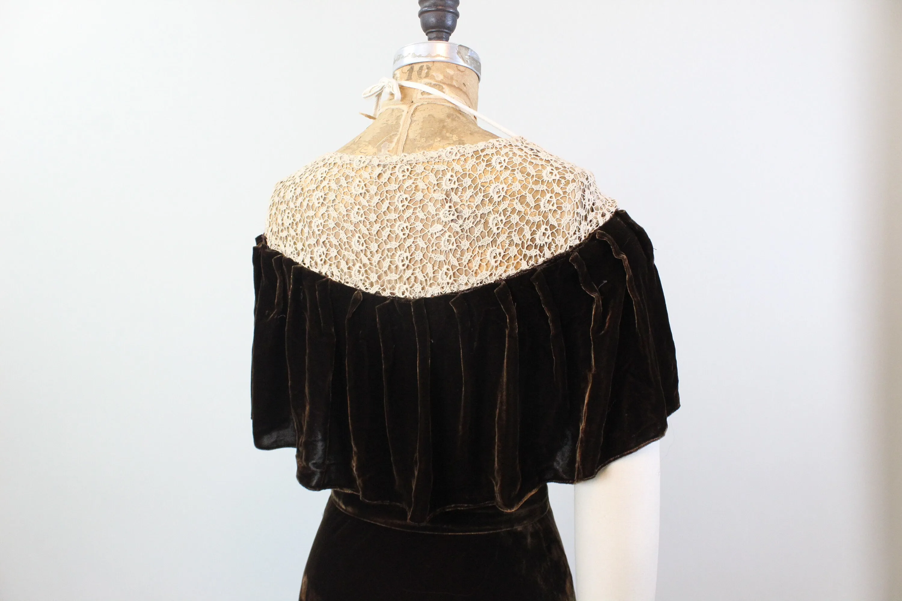 1930s SILK VELVET cape dress gown small medium | new fall