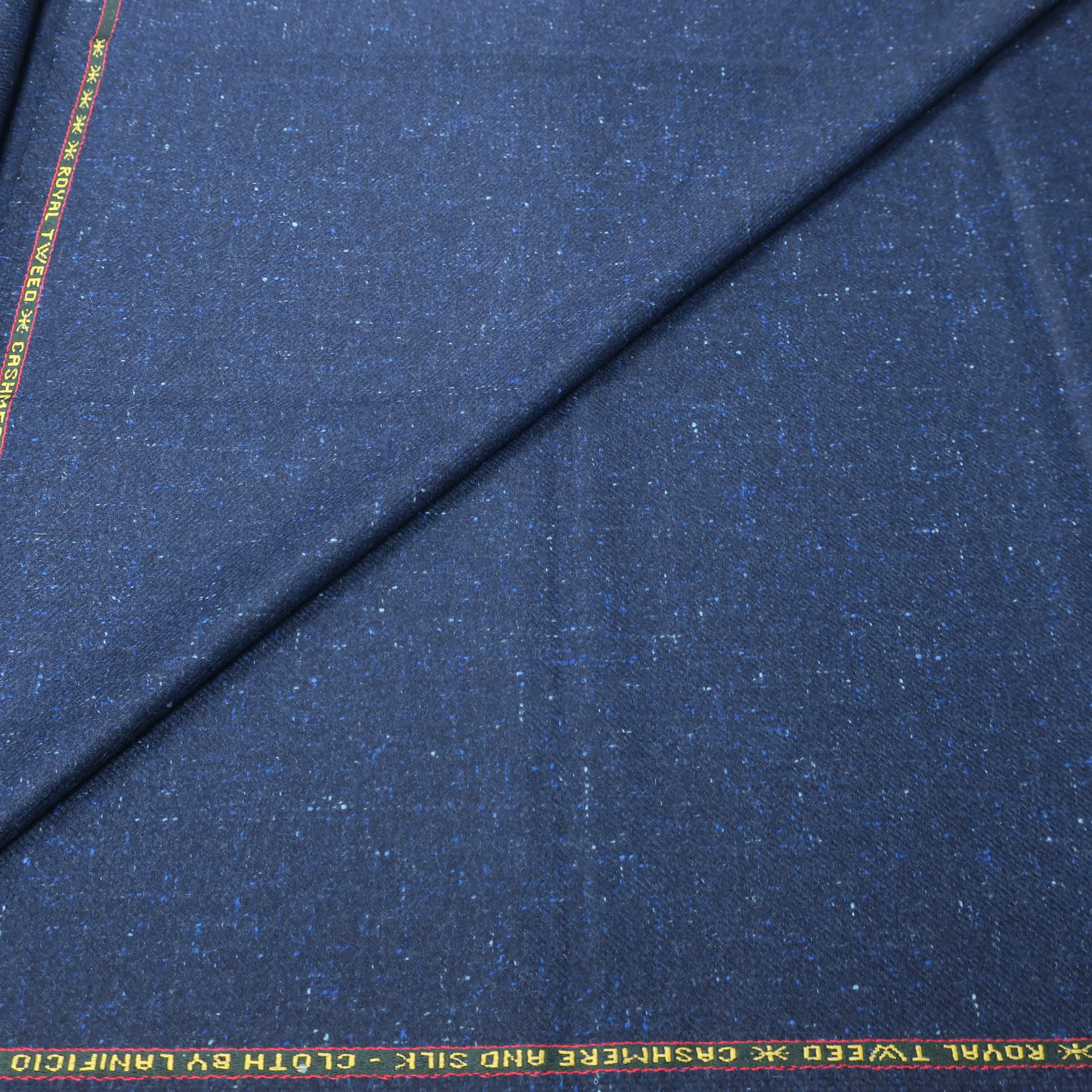 2.5 YDS Fun Blue Herringbone Royal Tweed Loro Piana Fabric