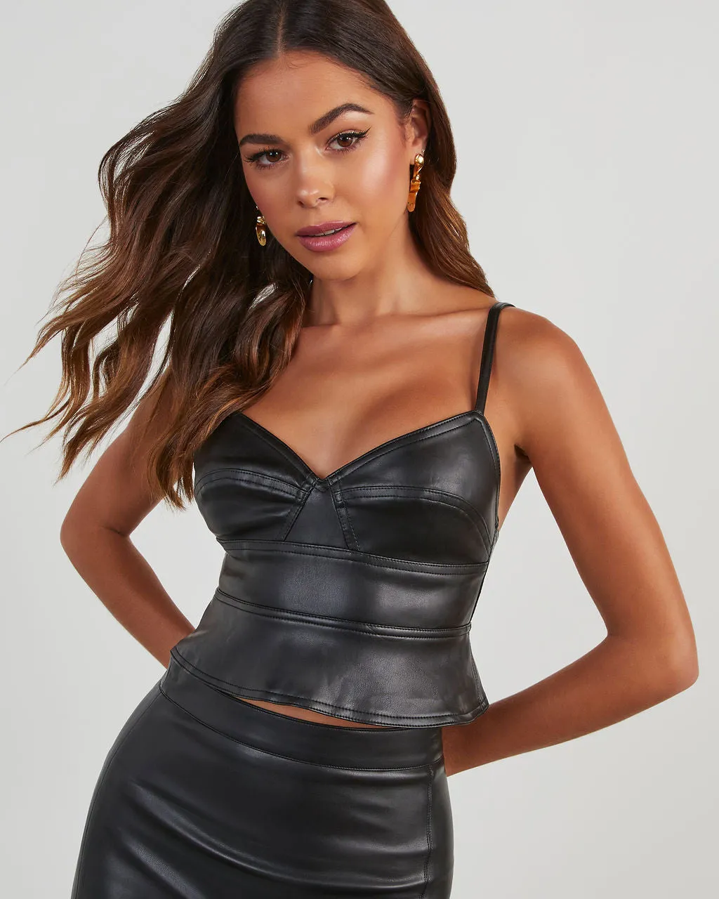 All Yours Faux Leather Crop Top