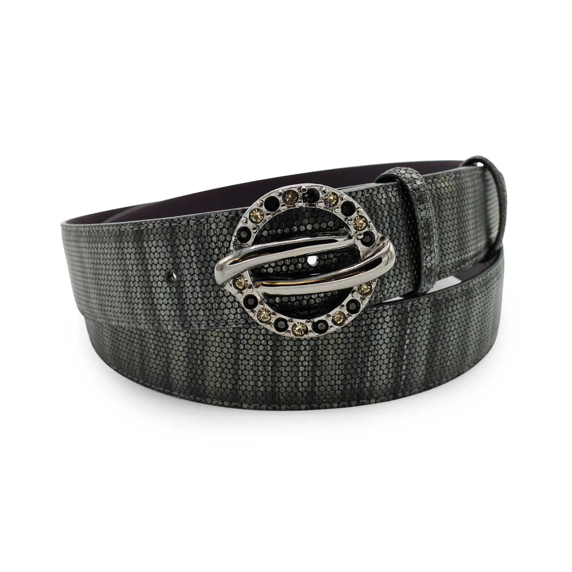 Anthracite Honeycomb Texture Metallic Saturn Crystal Belt