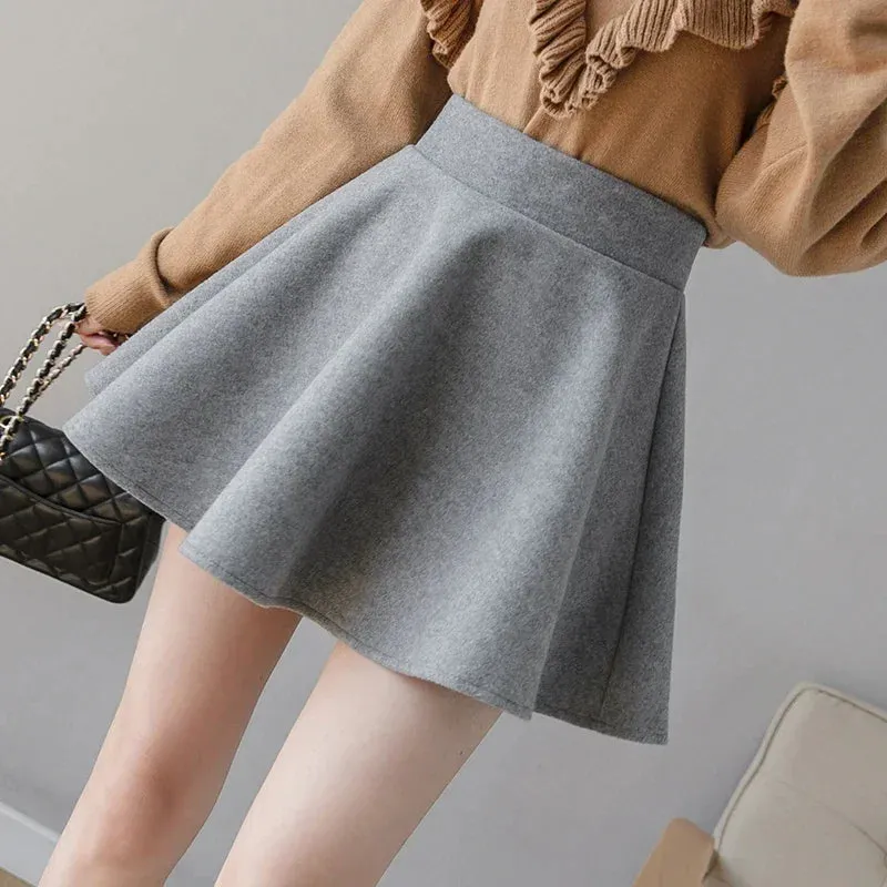 Autumn Korean Fashion Women's Solid Color PU Pleated Skirts Slim Fit High Waisted Unique Zippered Mini Leather Skirt