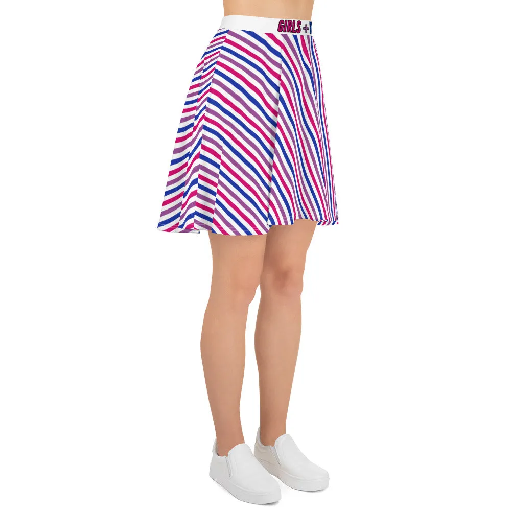 Bisexual Pride Striped Skater Skirt