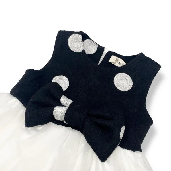 Black and White Polka Dot Wooly Tulle Dress