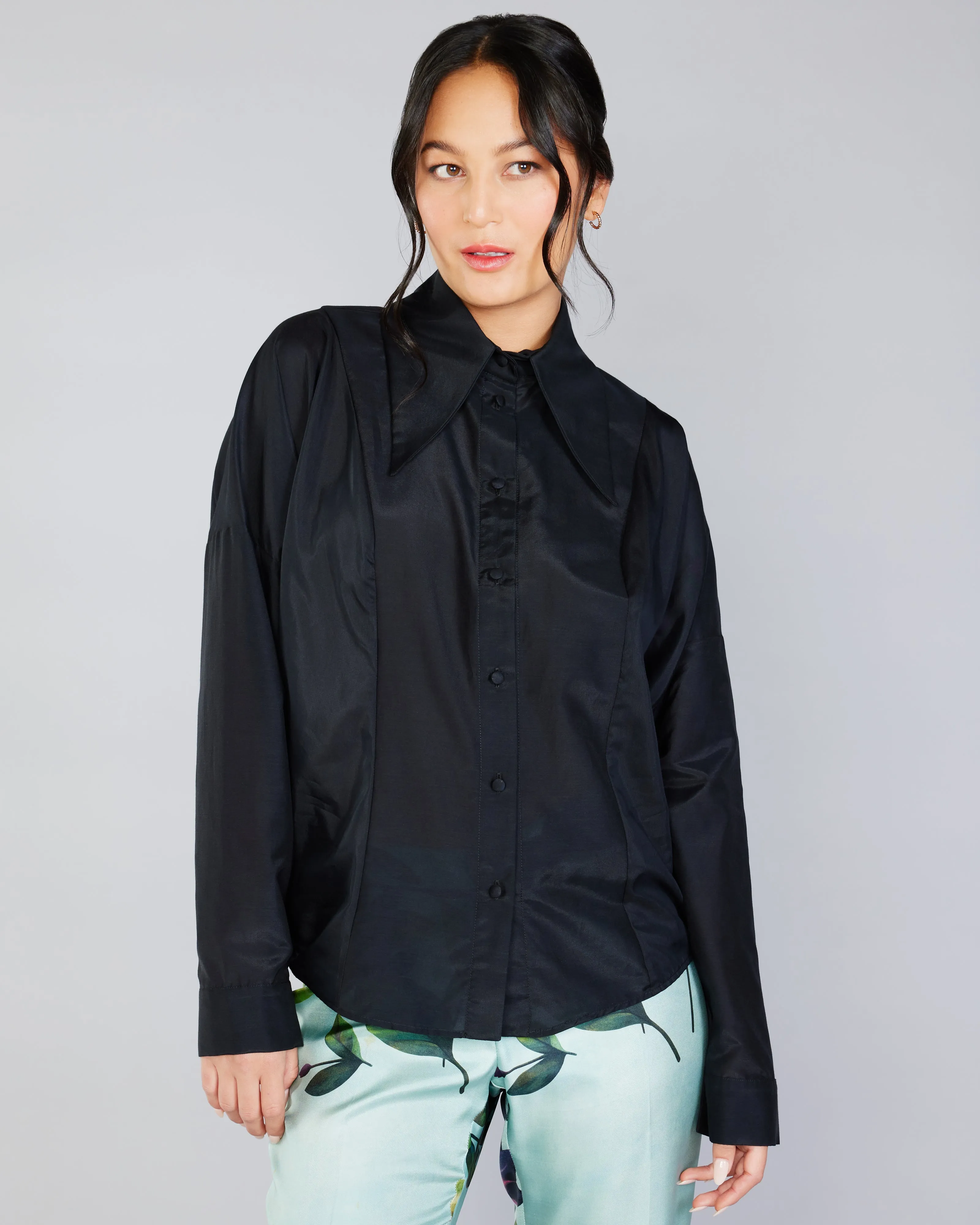 Black Big Collar Shirt