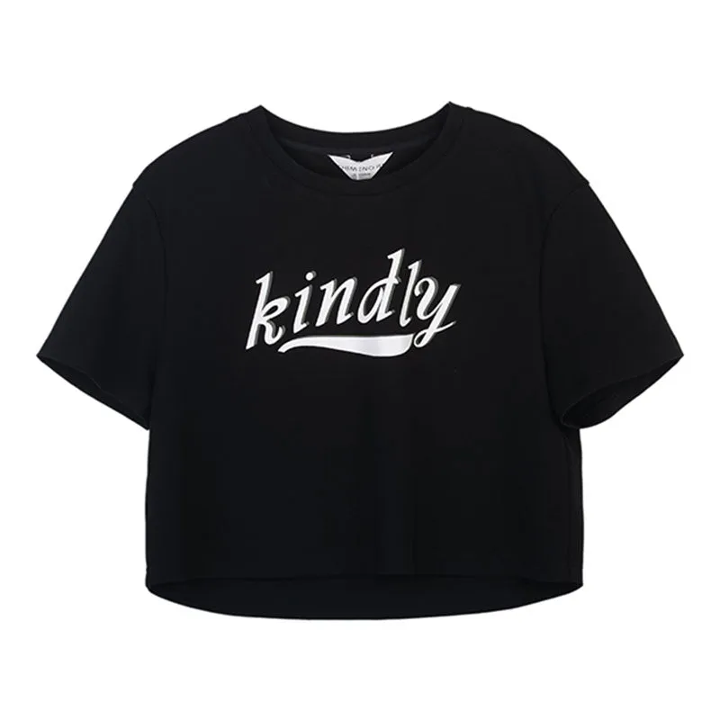 Black Short T-shirt With Letter