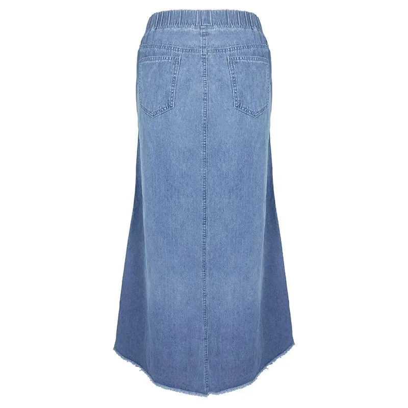 Bohemian Style Denim Maxi Skirt