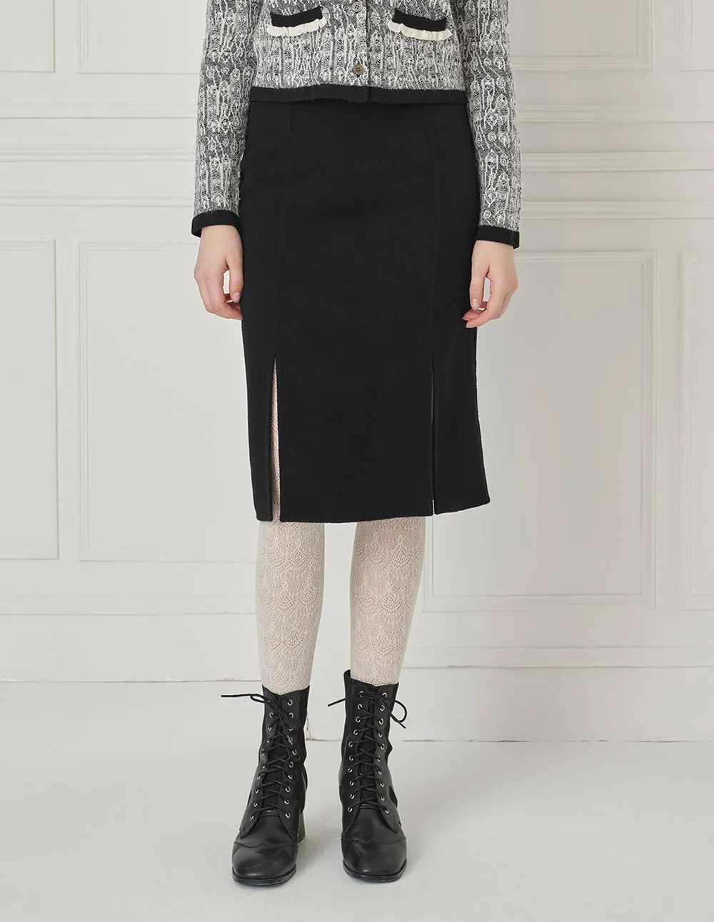 BORA AKSU Button Slit Knee-Length Skirt