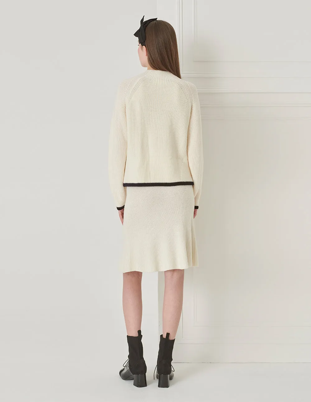 BORA AKSU High Waist Wool Knit Cream Mermaid Skirt