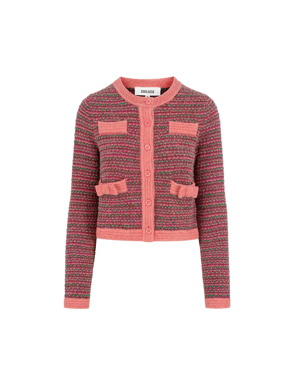 BORA AKSU Mixed Colors Faux Tweed Knitted Cardigan