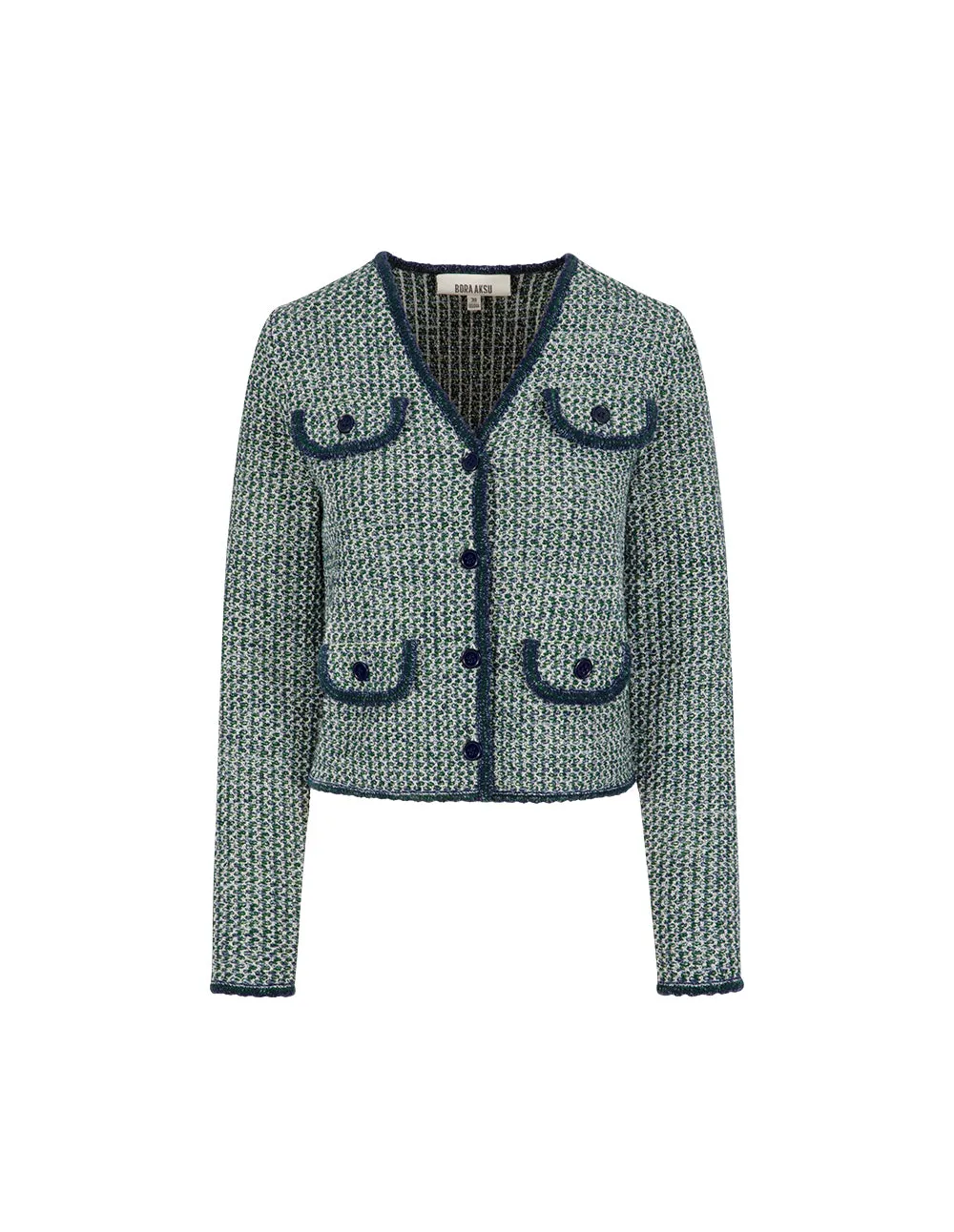 BORA AKSU V-Neck Long-Sleeve Knitted Cropped Cardigan