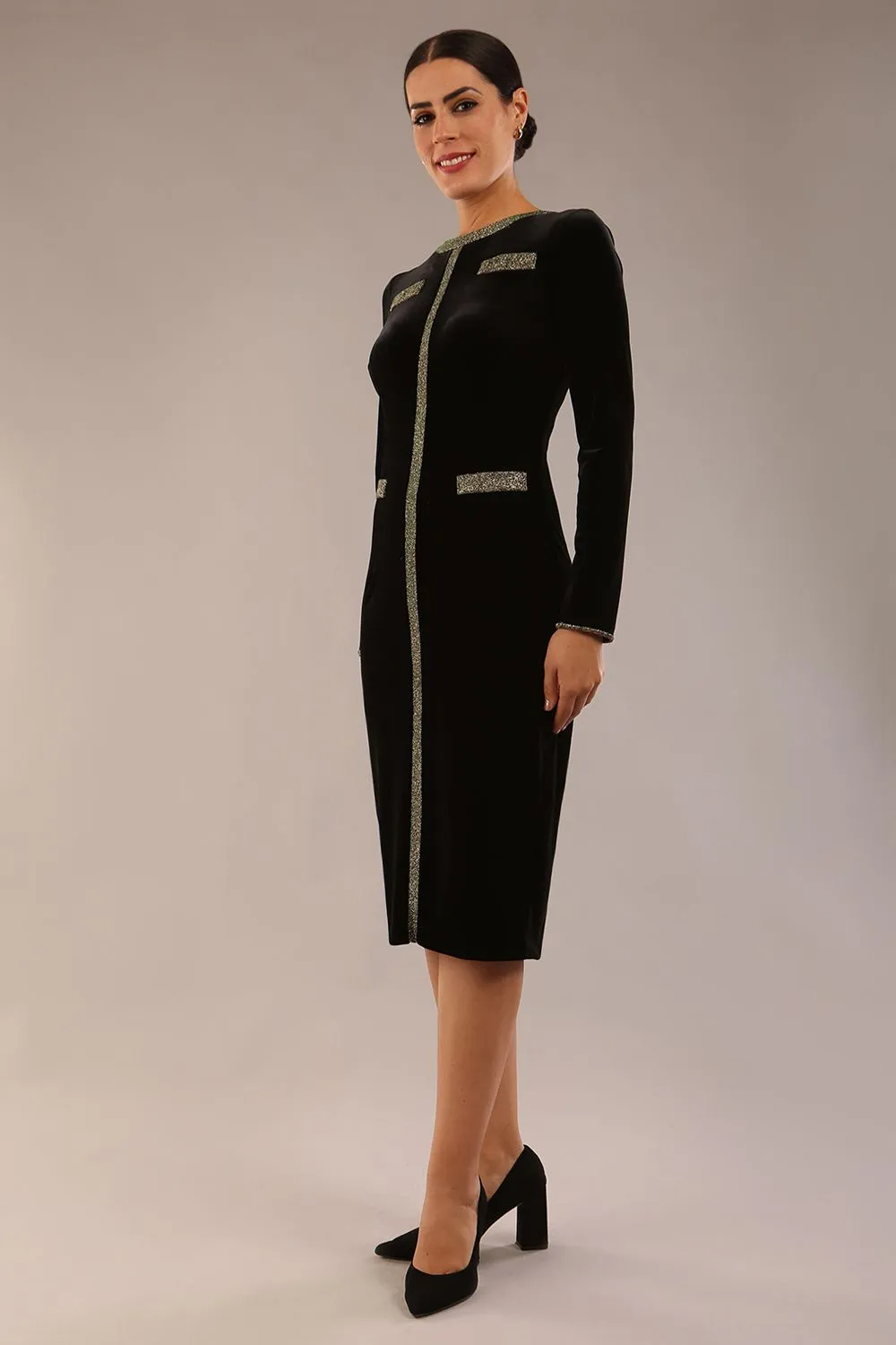 Caspian Glitter Contrast Pencil Dress