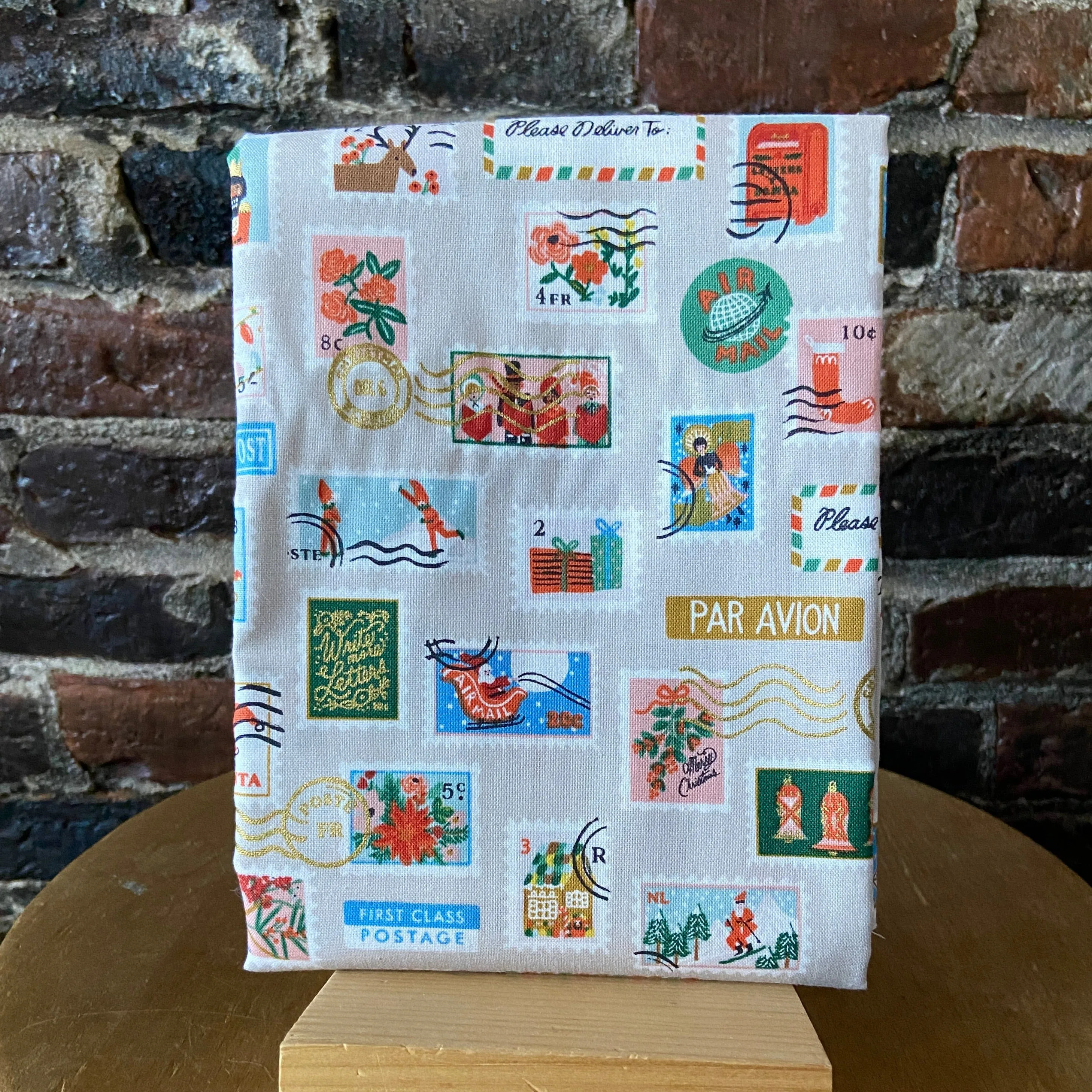 Child's Skirt Kit - Holiday Stamps in Cream with Water Metallic Cuff