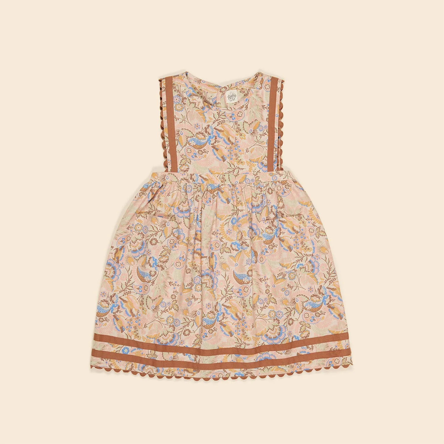 Cotton/Linen Gerdy Pinafore - Woodland Floral Cream