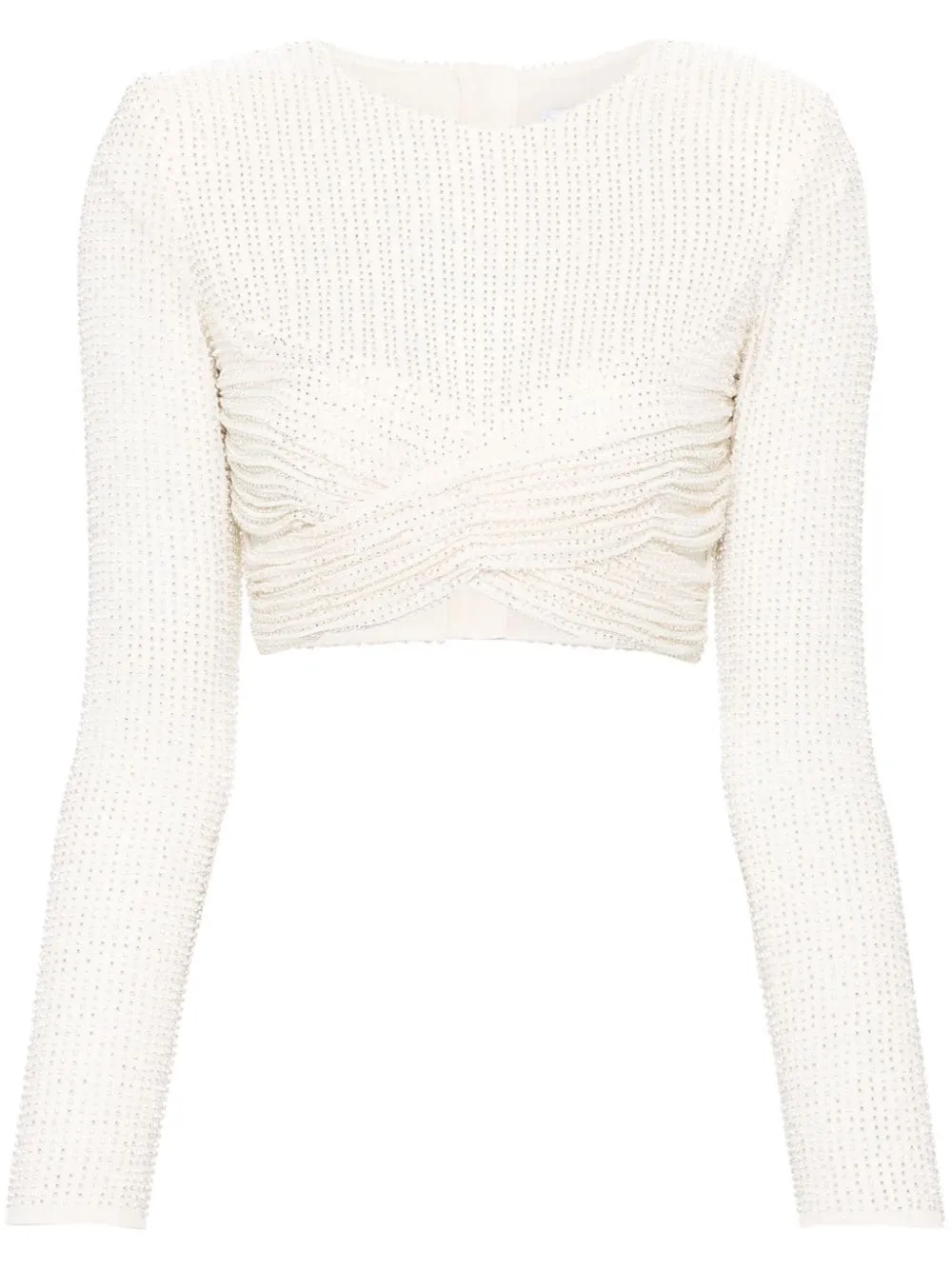 Cream Beaded Mesh Top