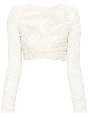 Cream Beaded Mesh Top