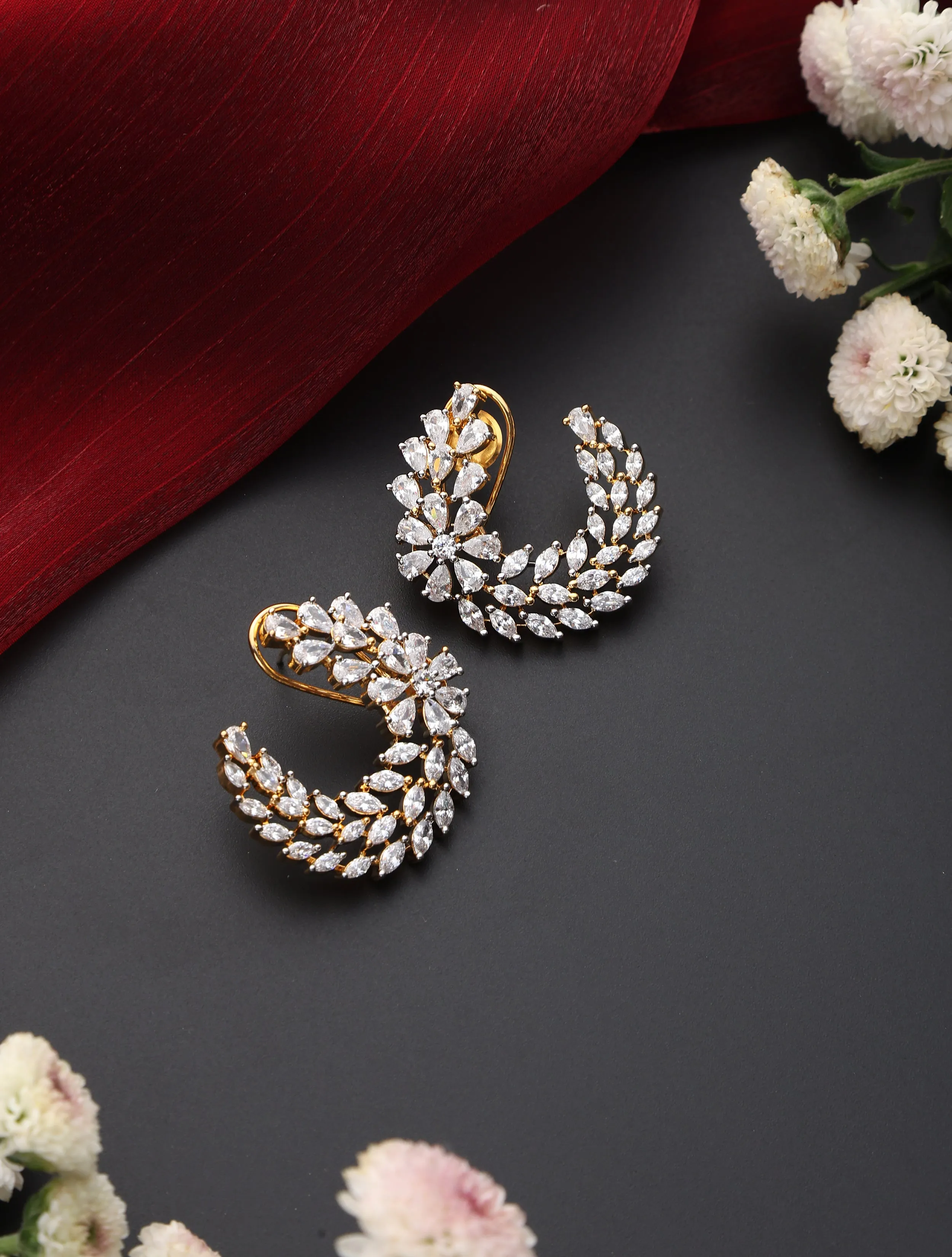 Diamond Flat Ring Amercian Diamond Earring