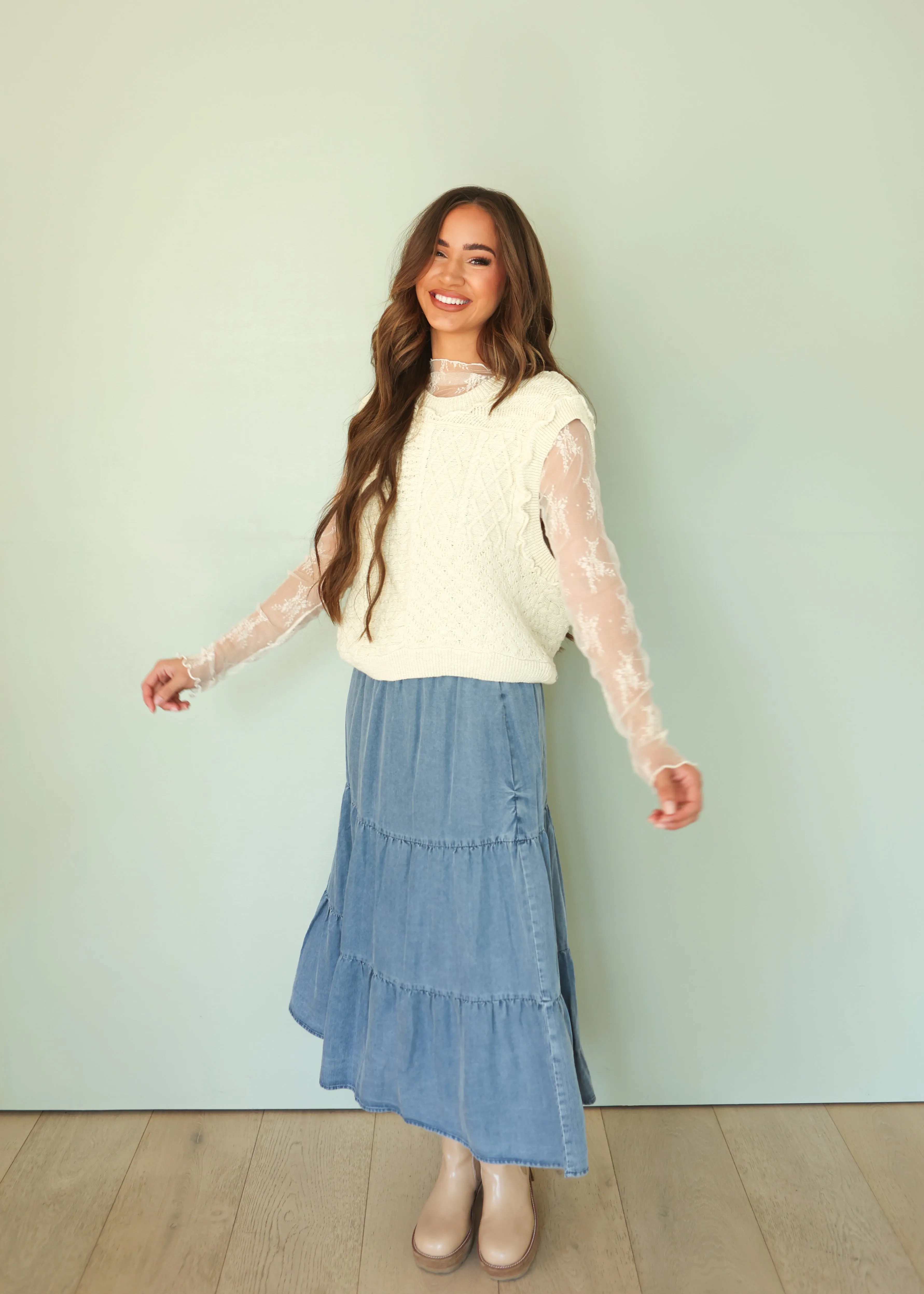 Ellie Chambray Denim Skirt - FINAL FEW -