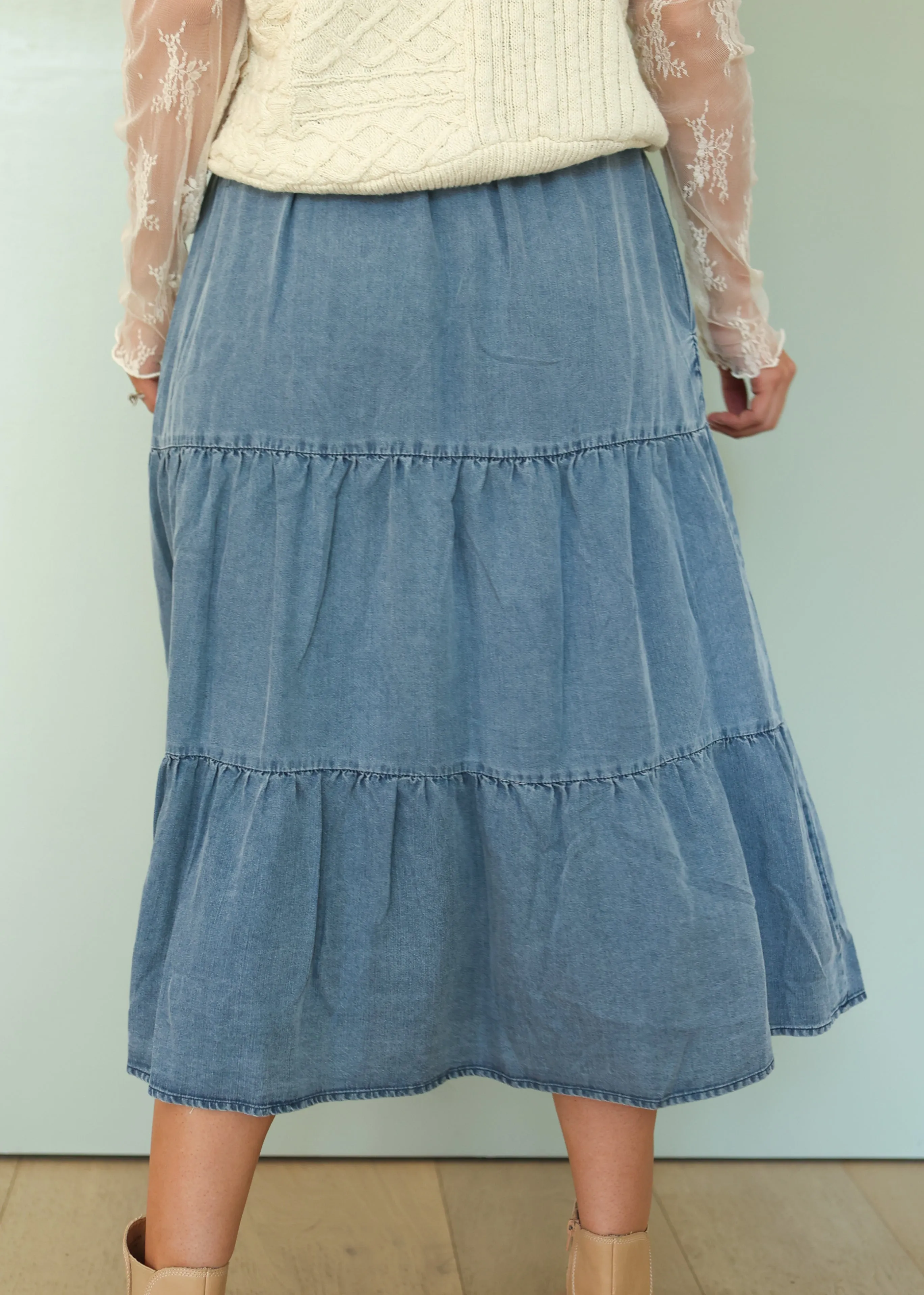 Ellie Chambray Denim Skirt - FINAL FEW -