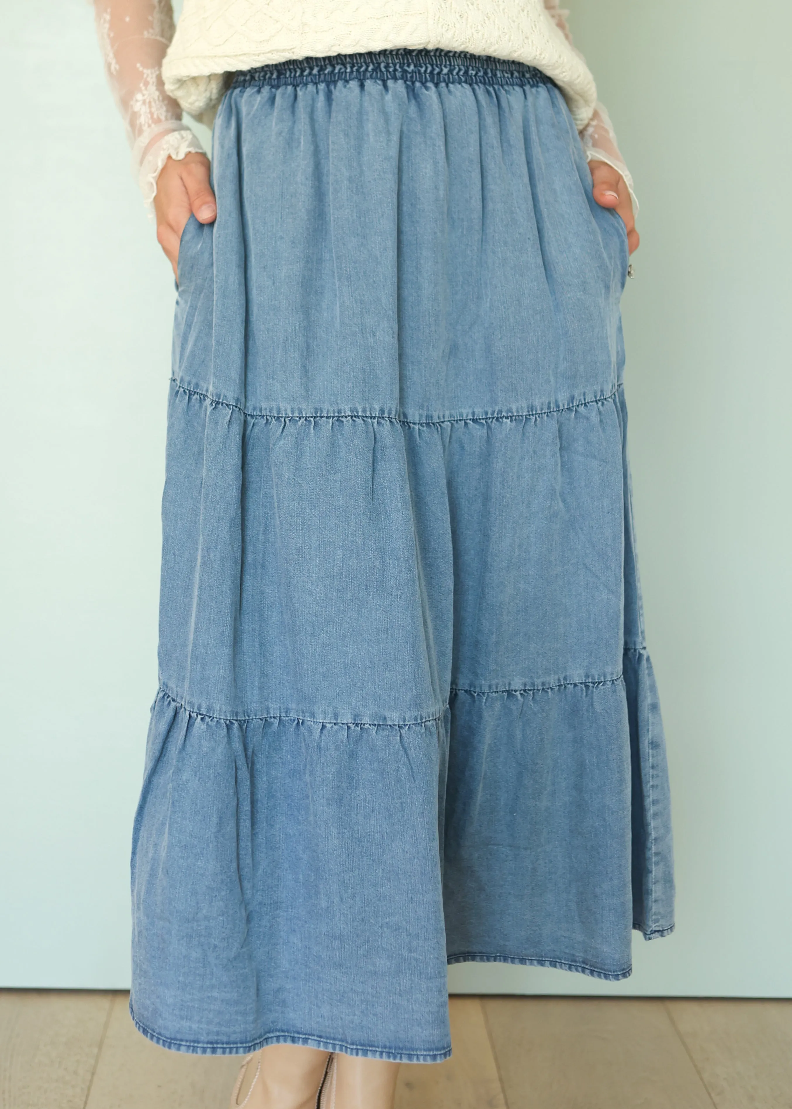 Ellie Chambray Denim Skirt - FINAL FEW -