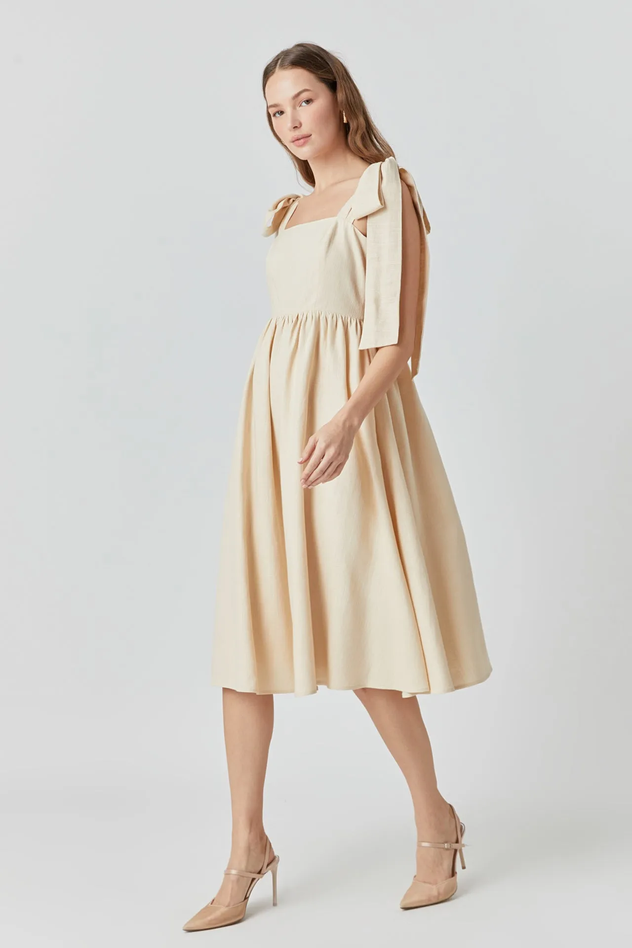 Endless Rose - Bow Shoulder Tie Midi Dress