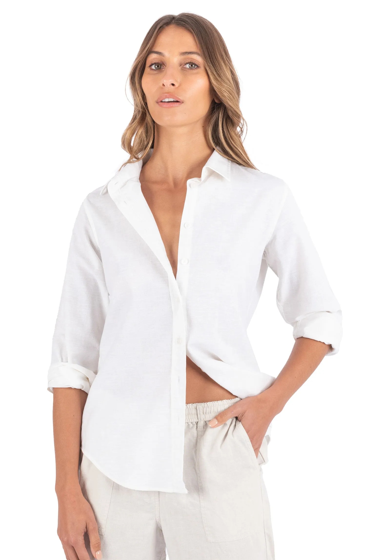 Essy White Linen Cotton Shirt