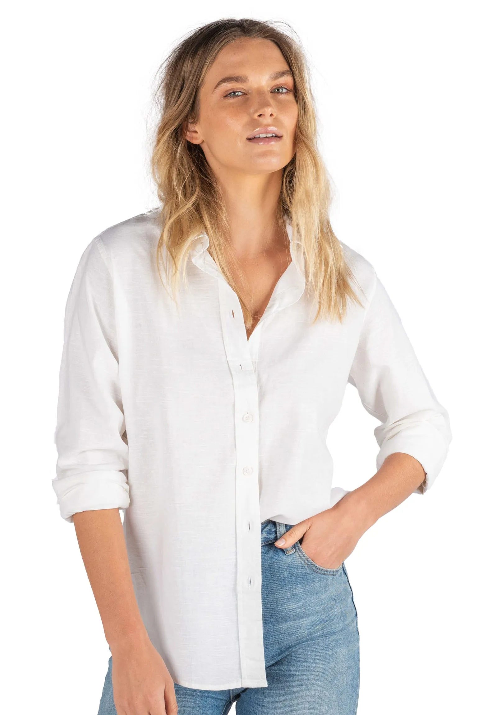 Essy White Linen Cotton Shirt