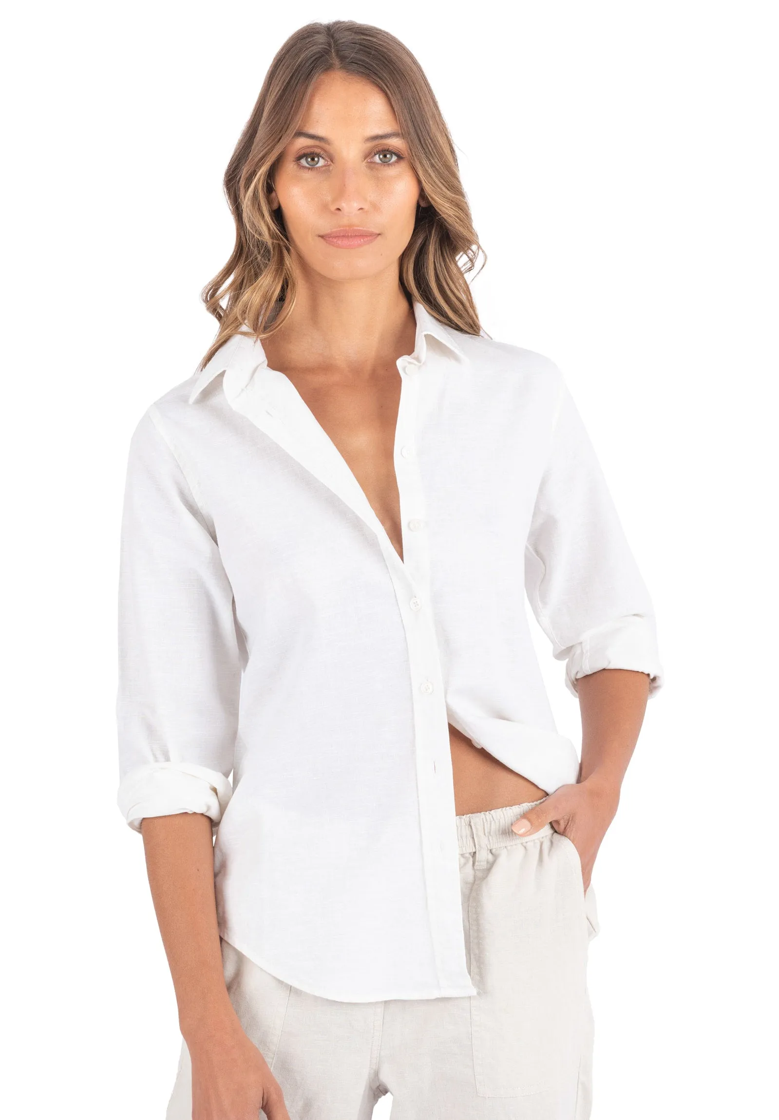 Essy White Linen Cotton Shirt