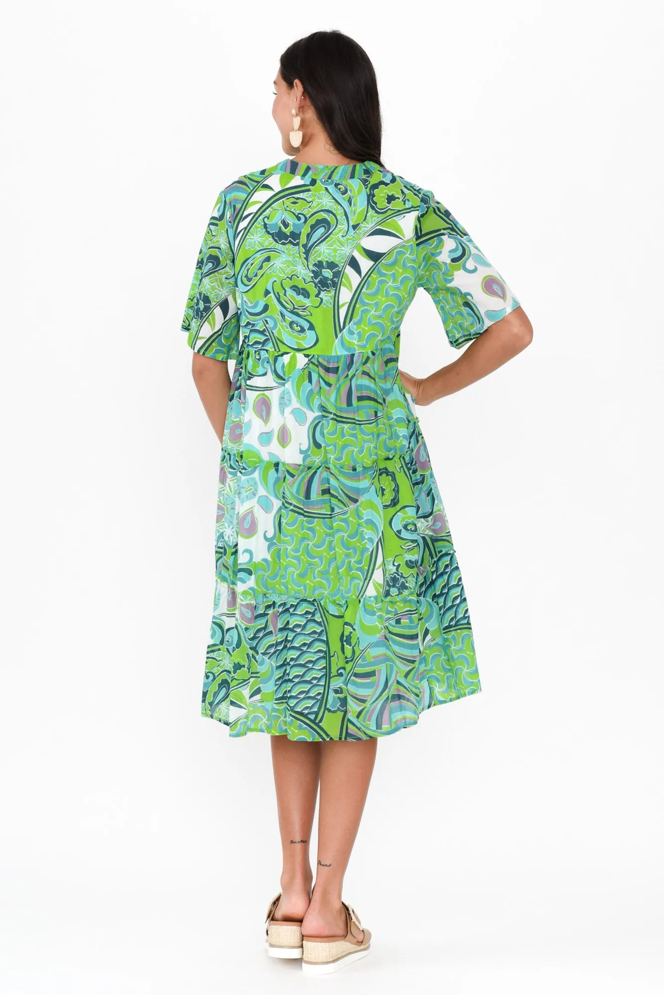 Eva Green Wave Cotton Dress