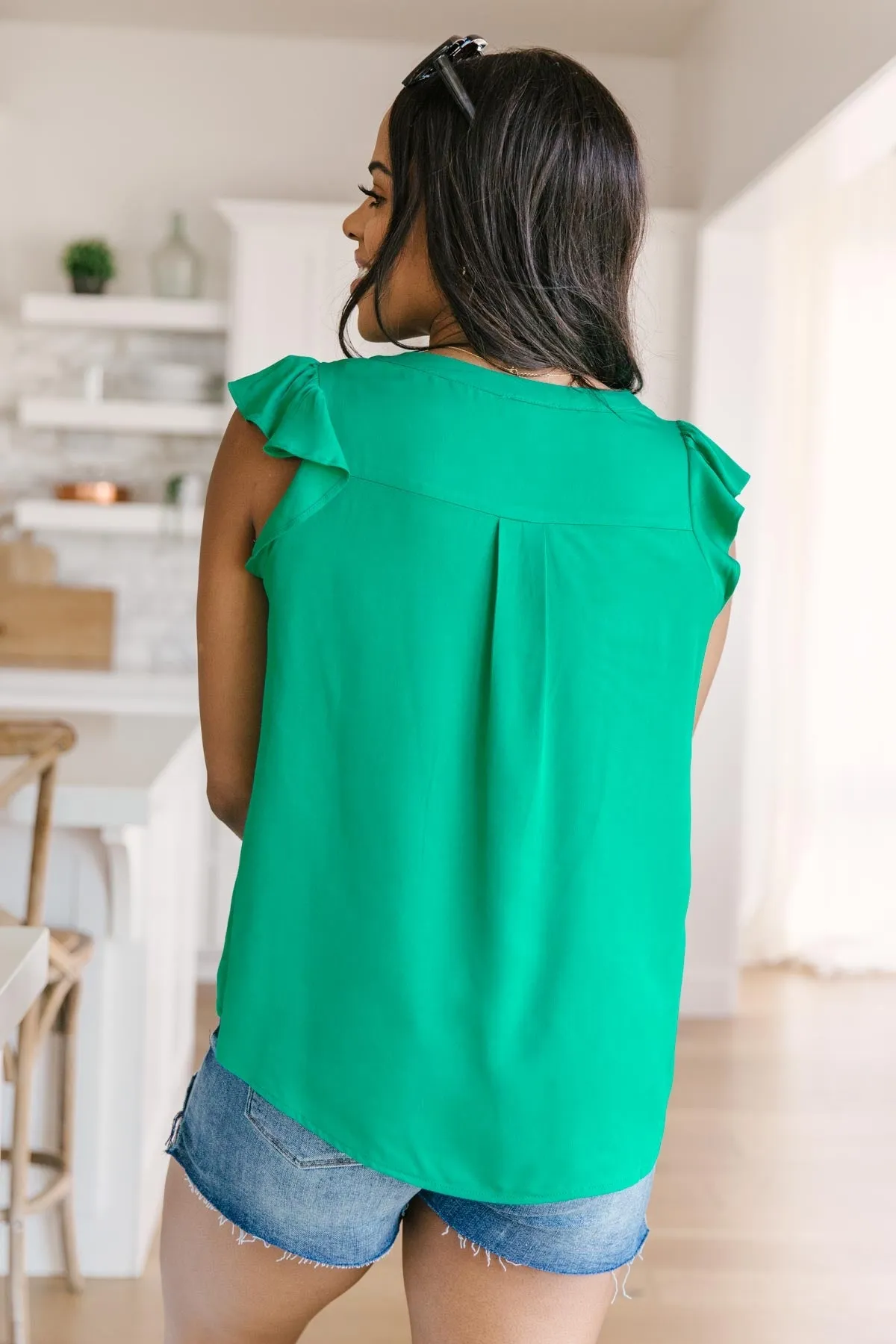 Fantastic Ruffle Sleeve in Kelly Green