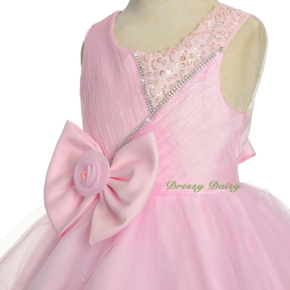 FG321 Diamante Beaded Tulle Flower Girl Formal Dress Pageant Birthday Size 18 Months - 7