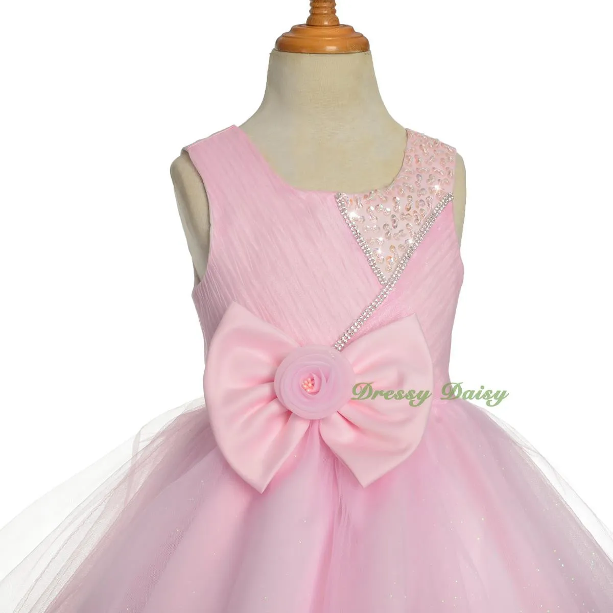 FG321 Diamante Beaded Tulle Flower Girl Formal Dress Pageant Birthday Size 18 Months - 7