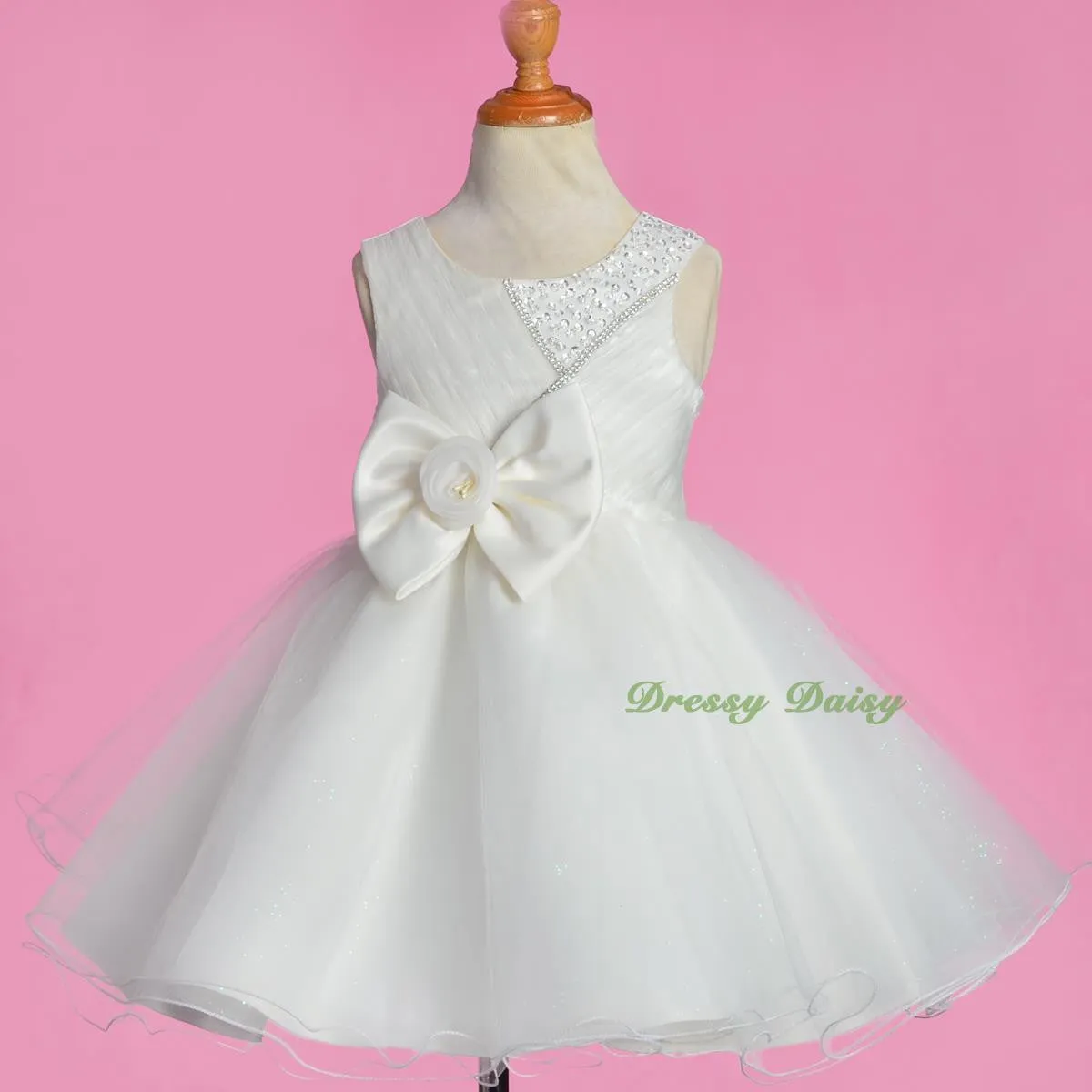 FG321 Diamante Beaded Tulle Flower Girl Formal Dress Pageant Birthday Size 18 Months - 7