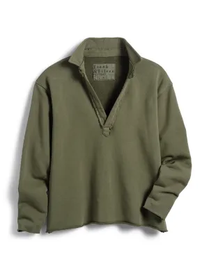 Frank & Eileen - Popover Henley Sweatshirt in Army