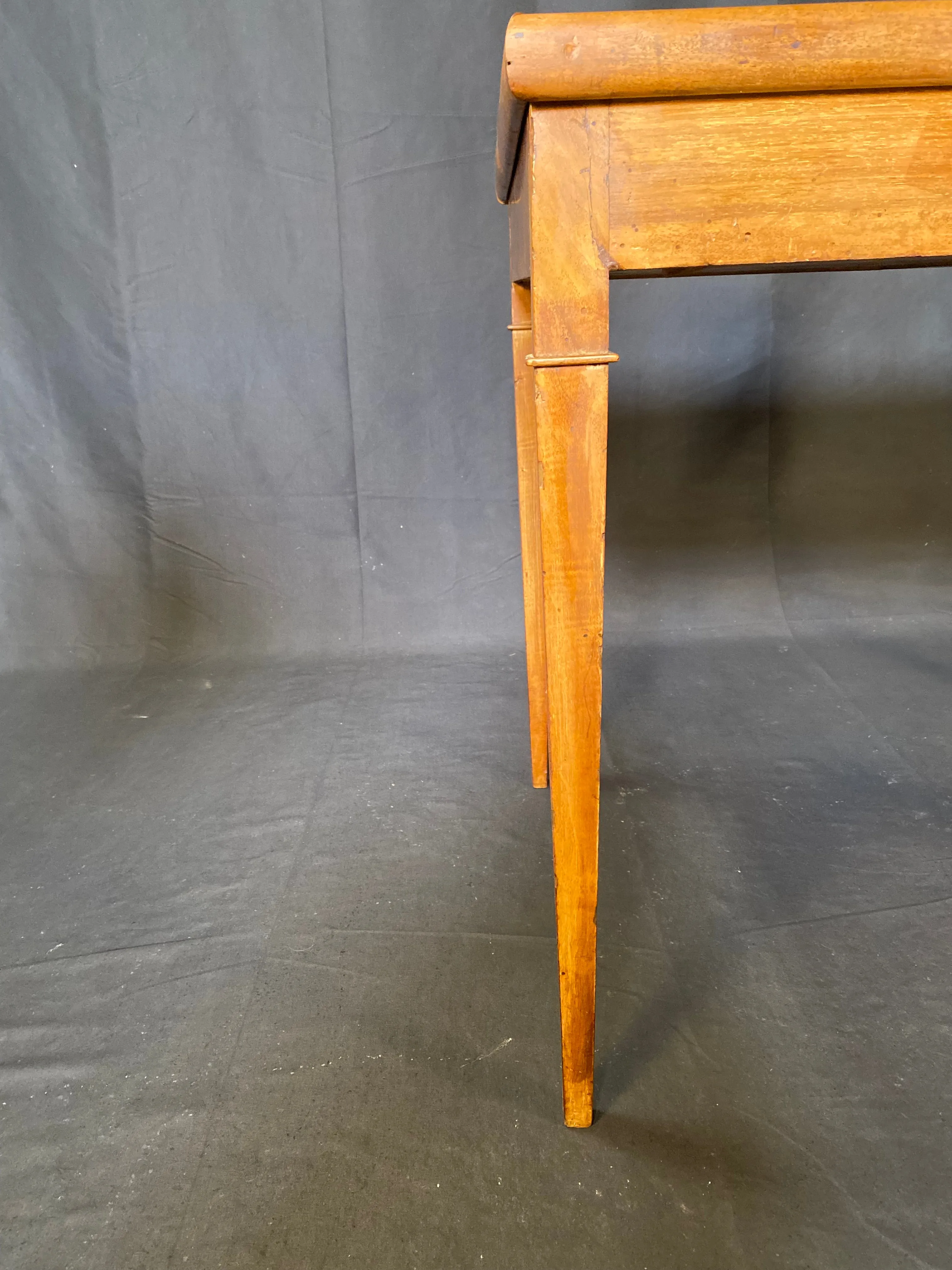 French Louis XVI Walnut Game Table with Reversible Embossed Leather Top, Marquetry Games Play Board and Inlaid Backgammon Board