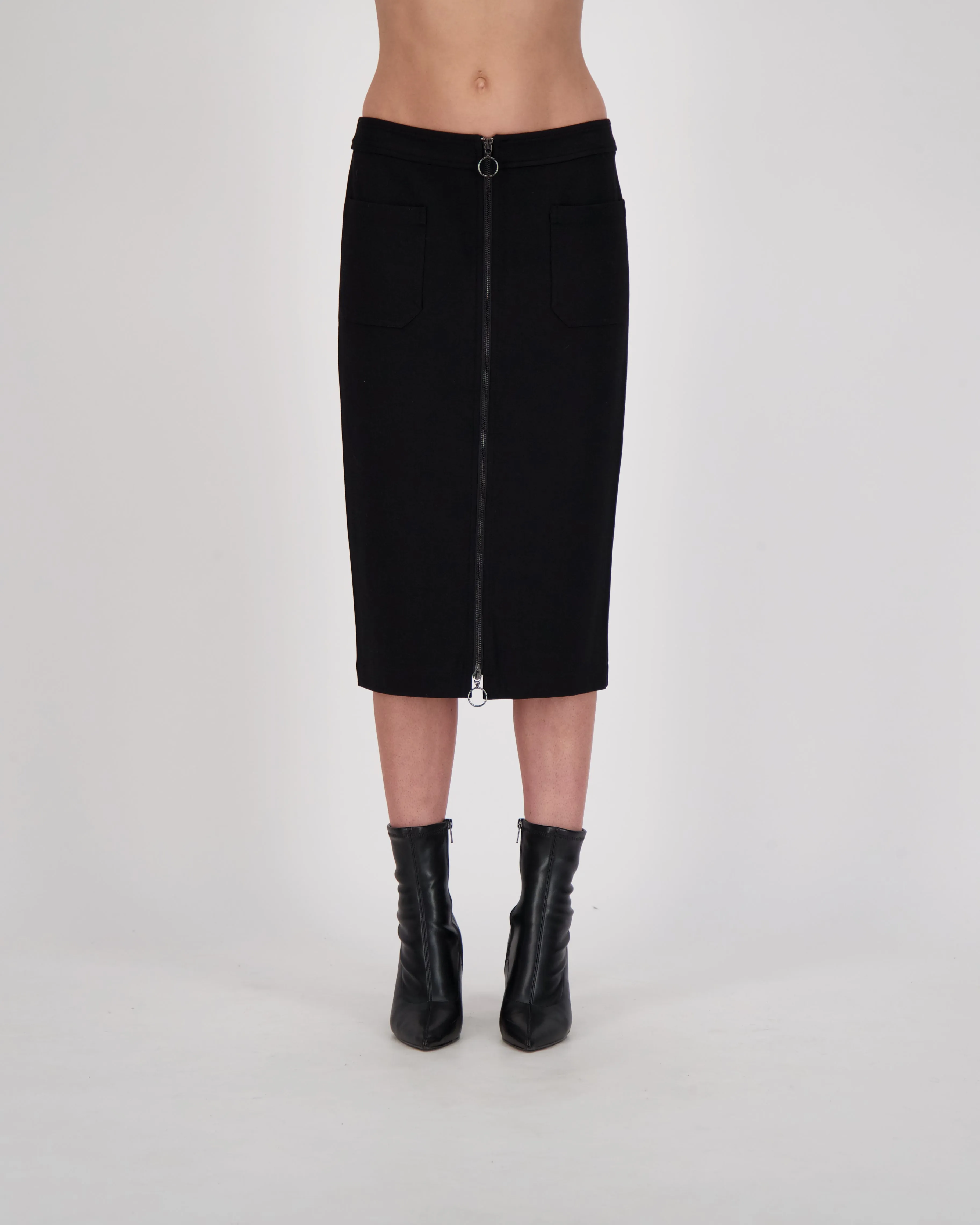 Front Zip Knit Utility Skirt