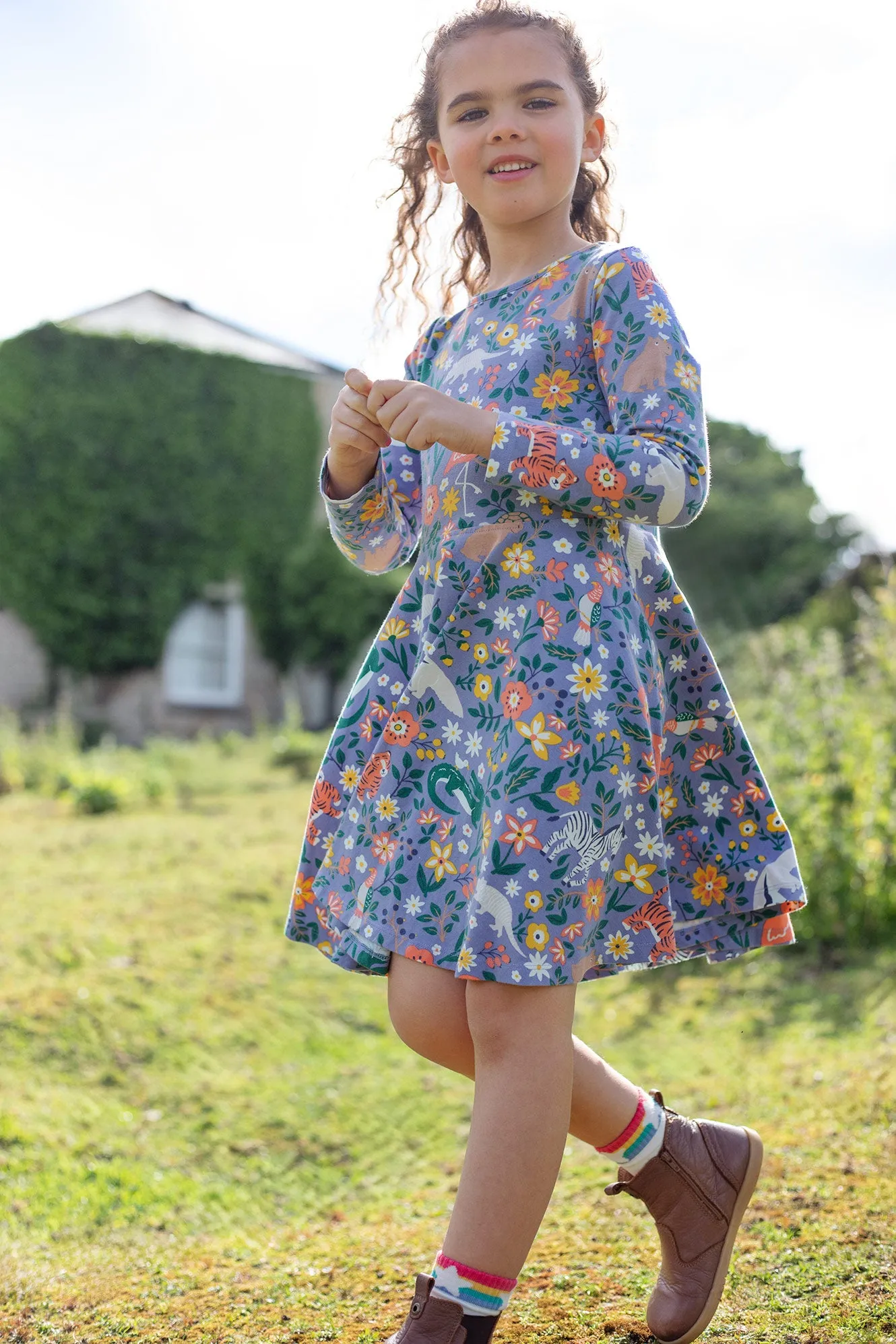 Frugi Sofia Skater Dress Rainforest Friends