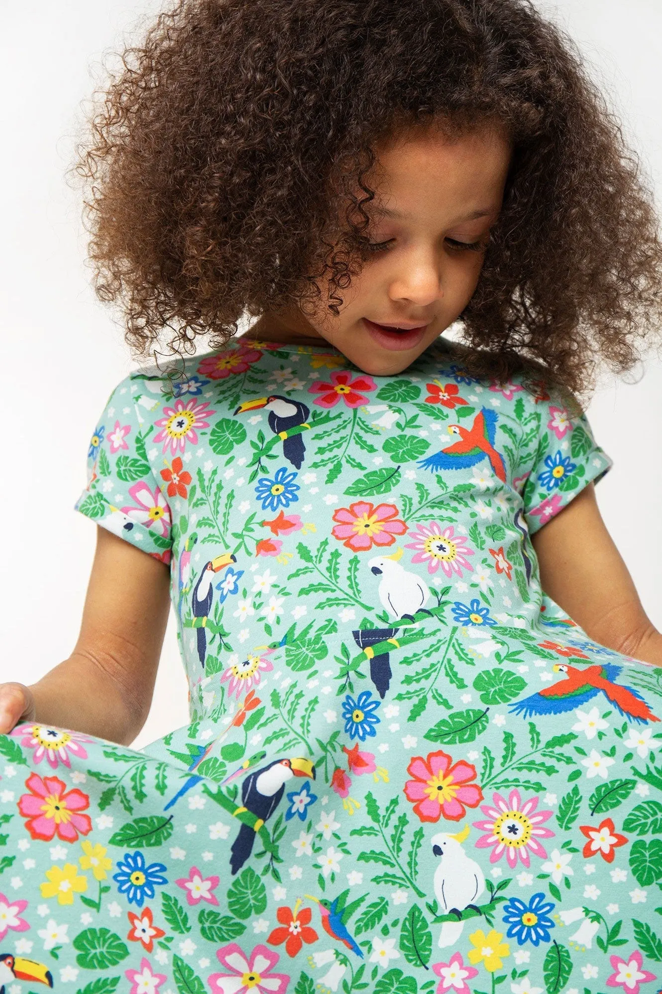 Frugi Spring Skater Dress - Tropical Birds