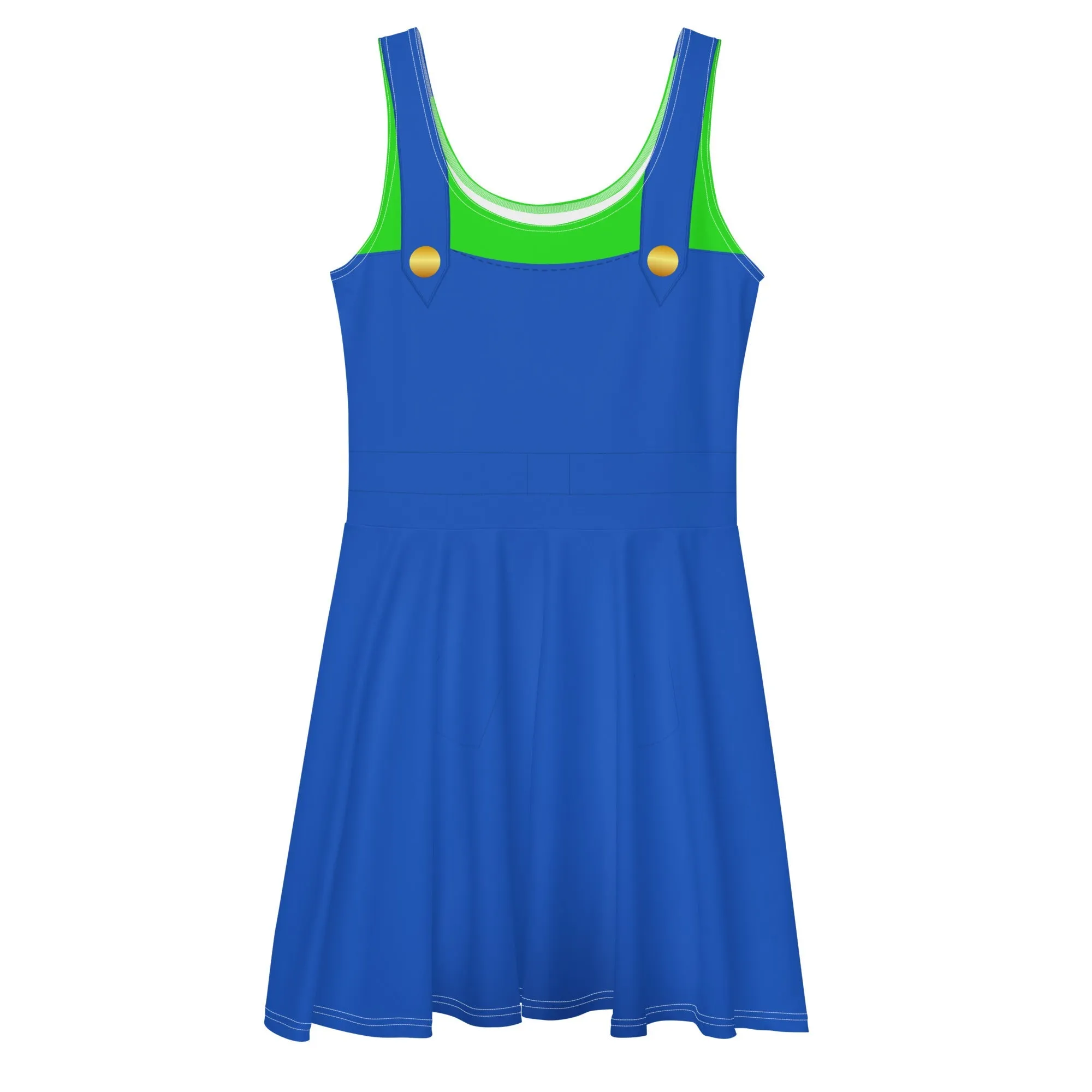 Green Video Game Man Skater Dress