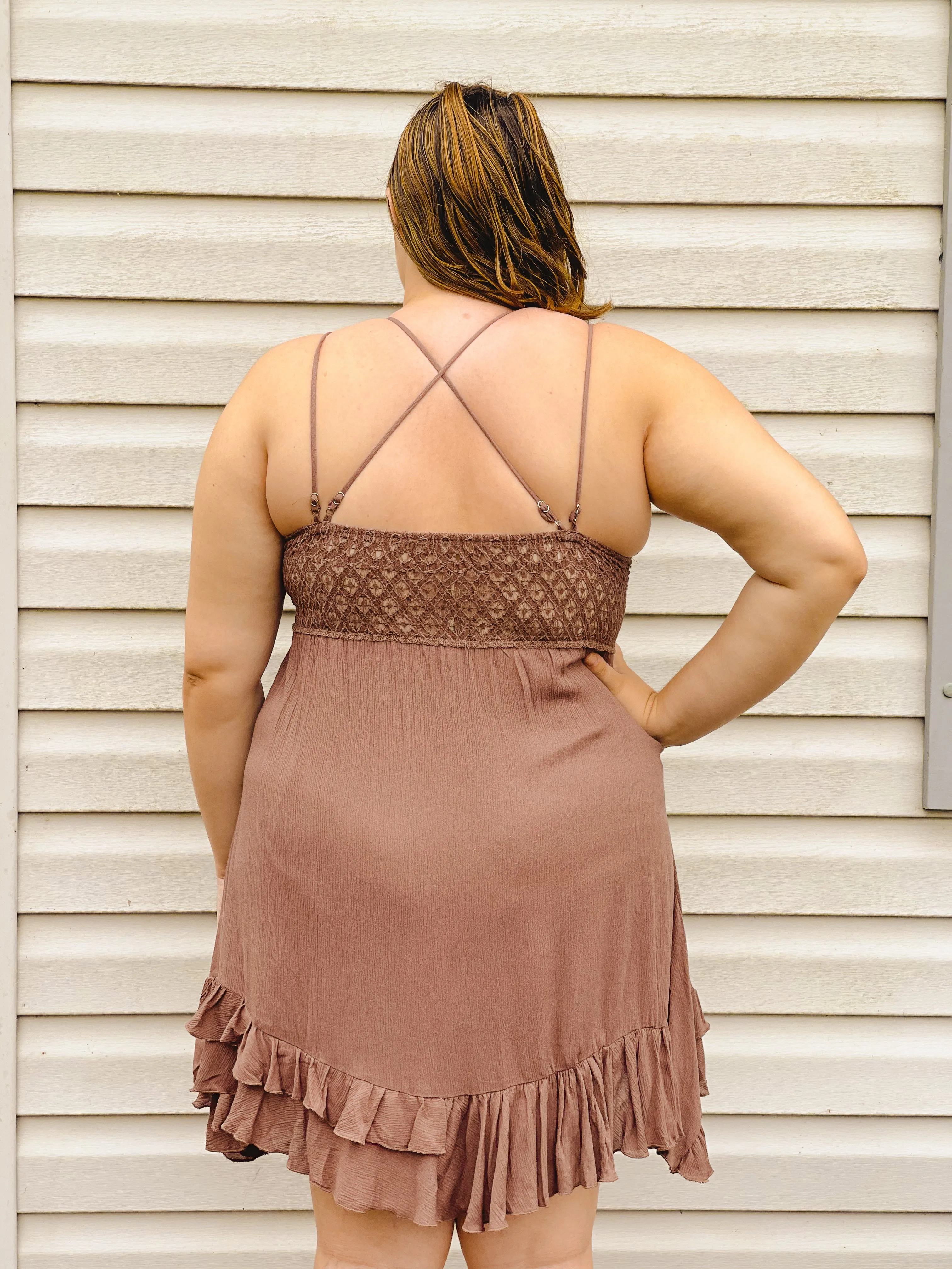 Happy Hour Lace Dress in Mocha