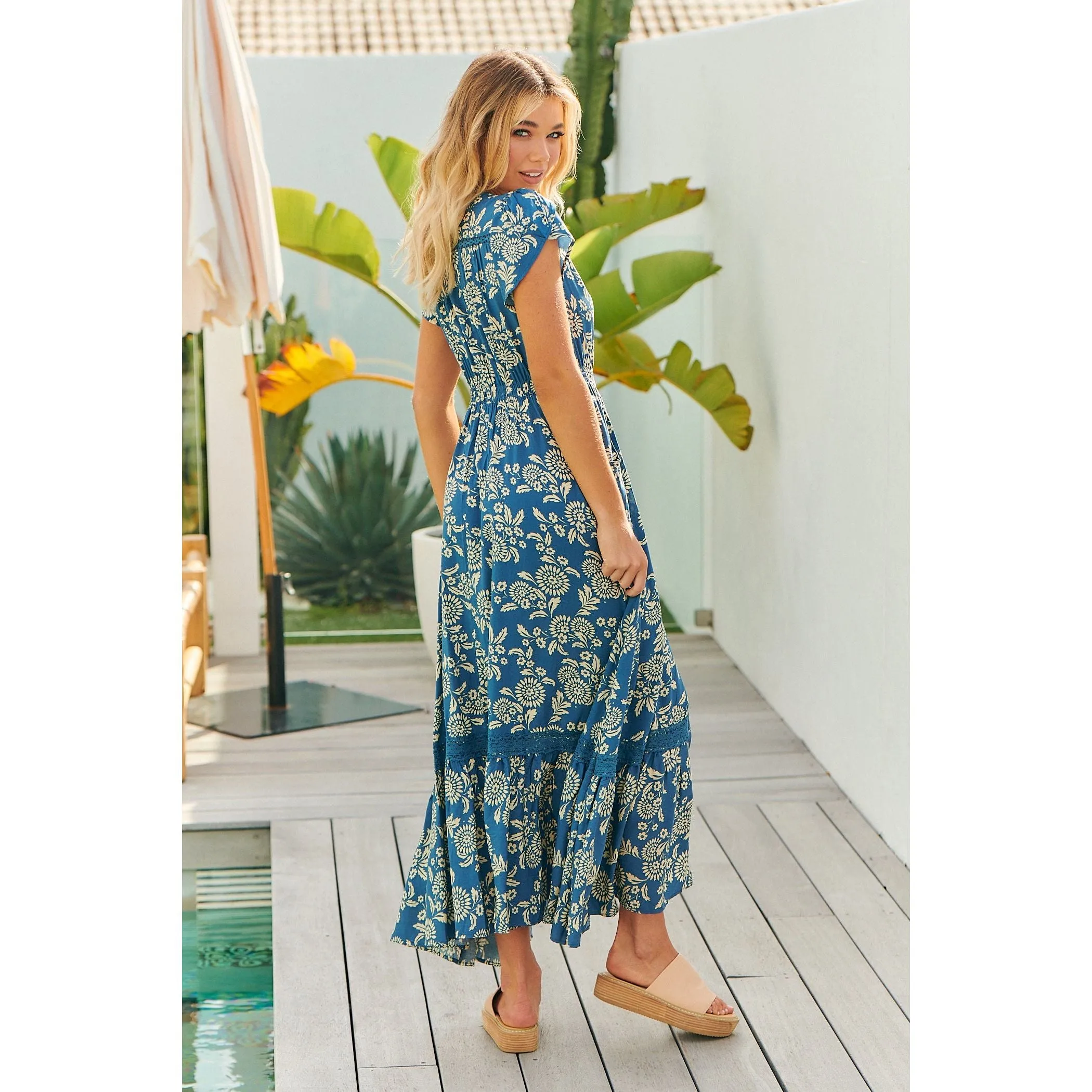 JAASE Day Dream Sea Print Carmen Maxi Dress