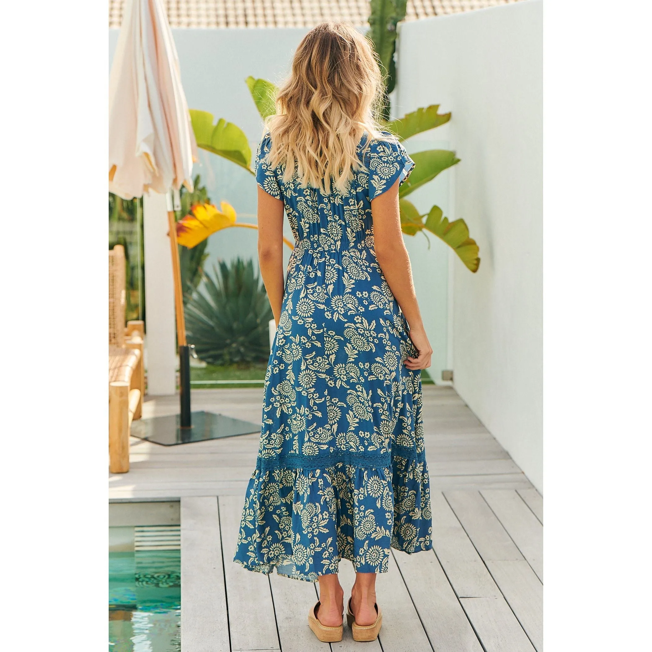 JAASE Day Dream Sea Print Carmen Maxi Dress