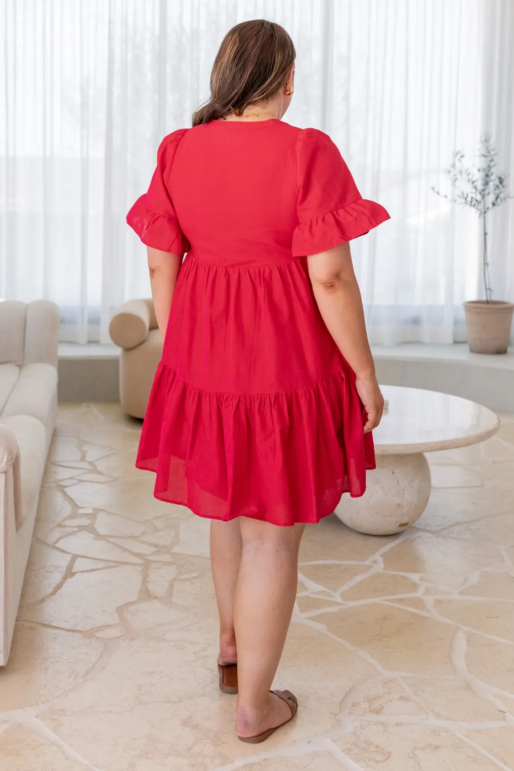 Jenni Short Sleeve Dress Ruby Red