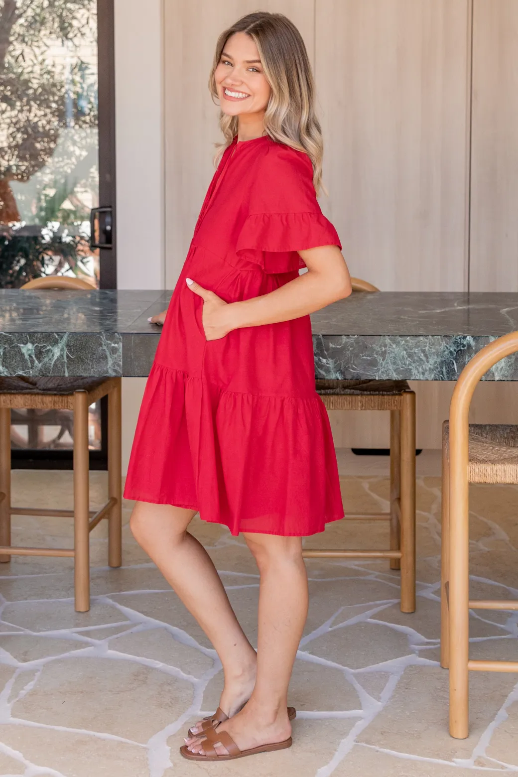 Jenni Short Sleeve Dress Ruby Red