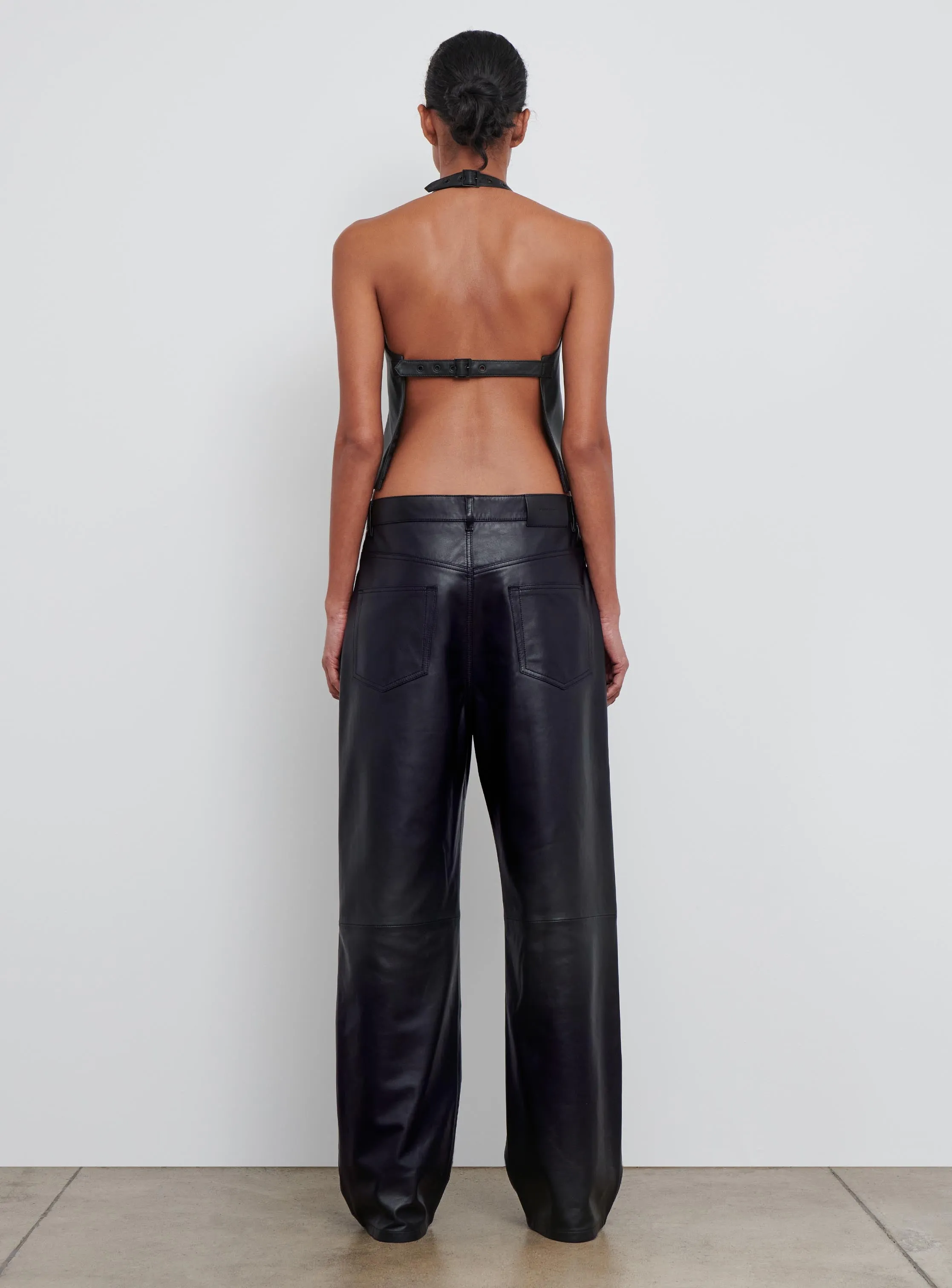 Leather Backless Halter Top