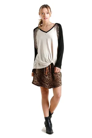 Leopard Knot Top, Oatmeal