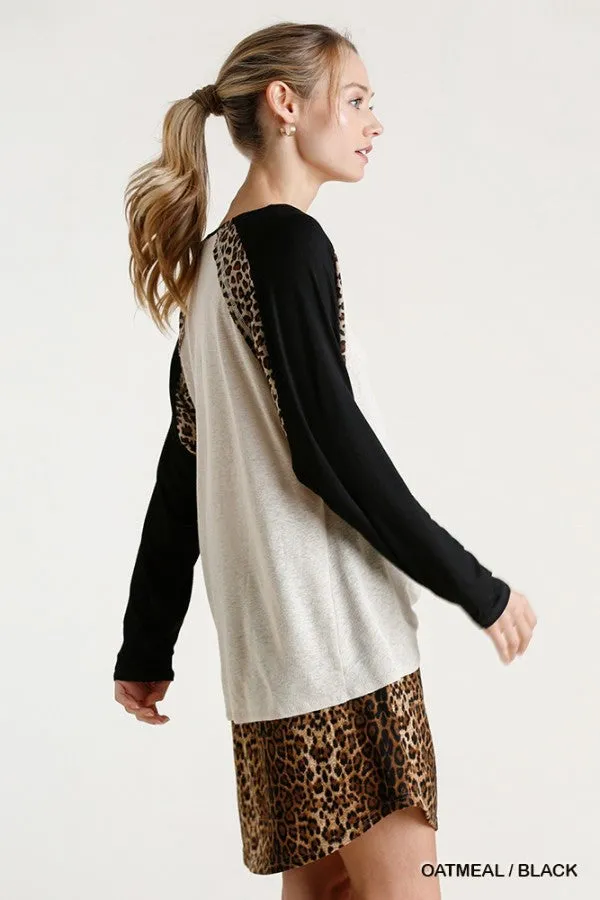 Leopard Knot Top, Oatmeal