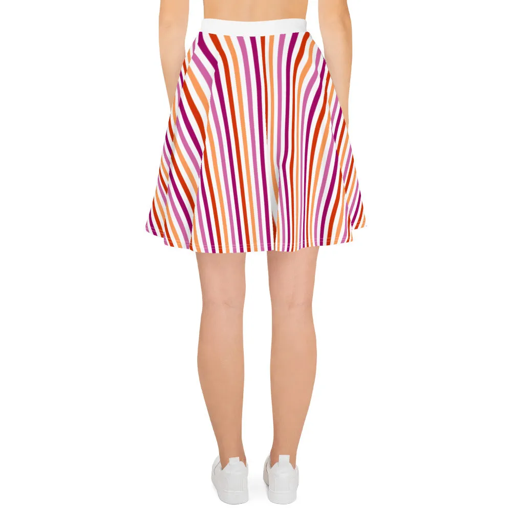 Lesbian Pride Striped Skater Skirt