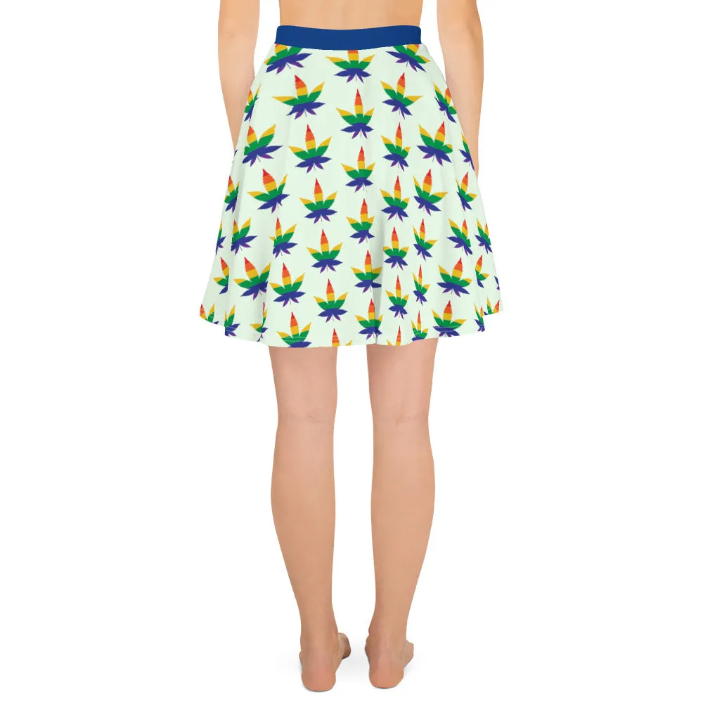 LGBTQ Pride Skater Skirt - Rainbow Weed