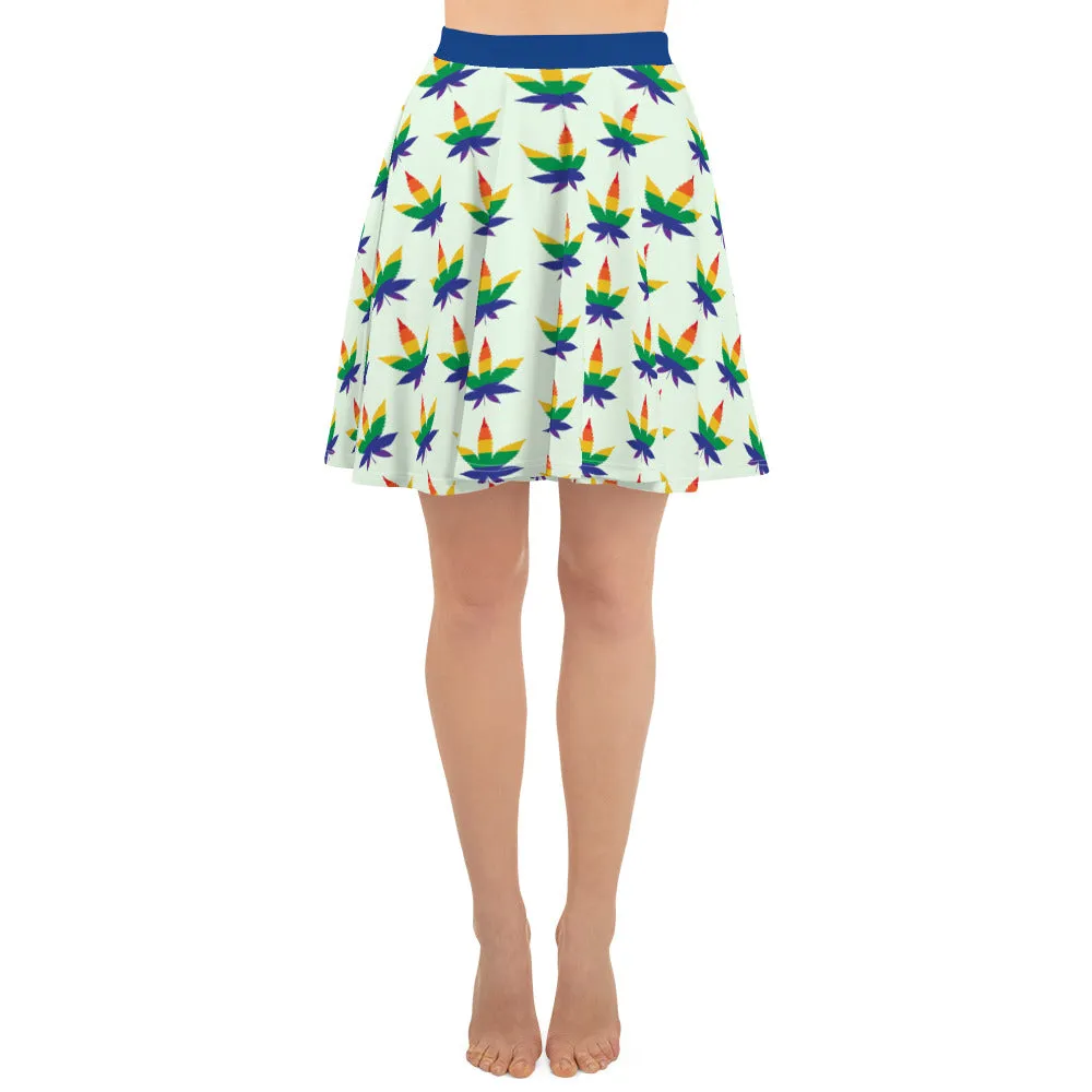 LGBTQ Pride Skater Skirt - Rainbow Weed