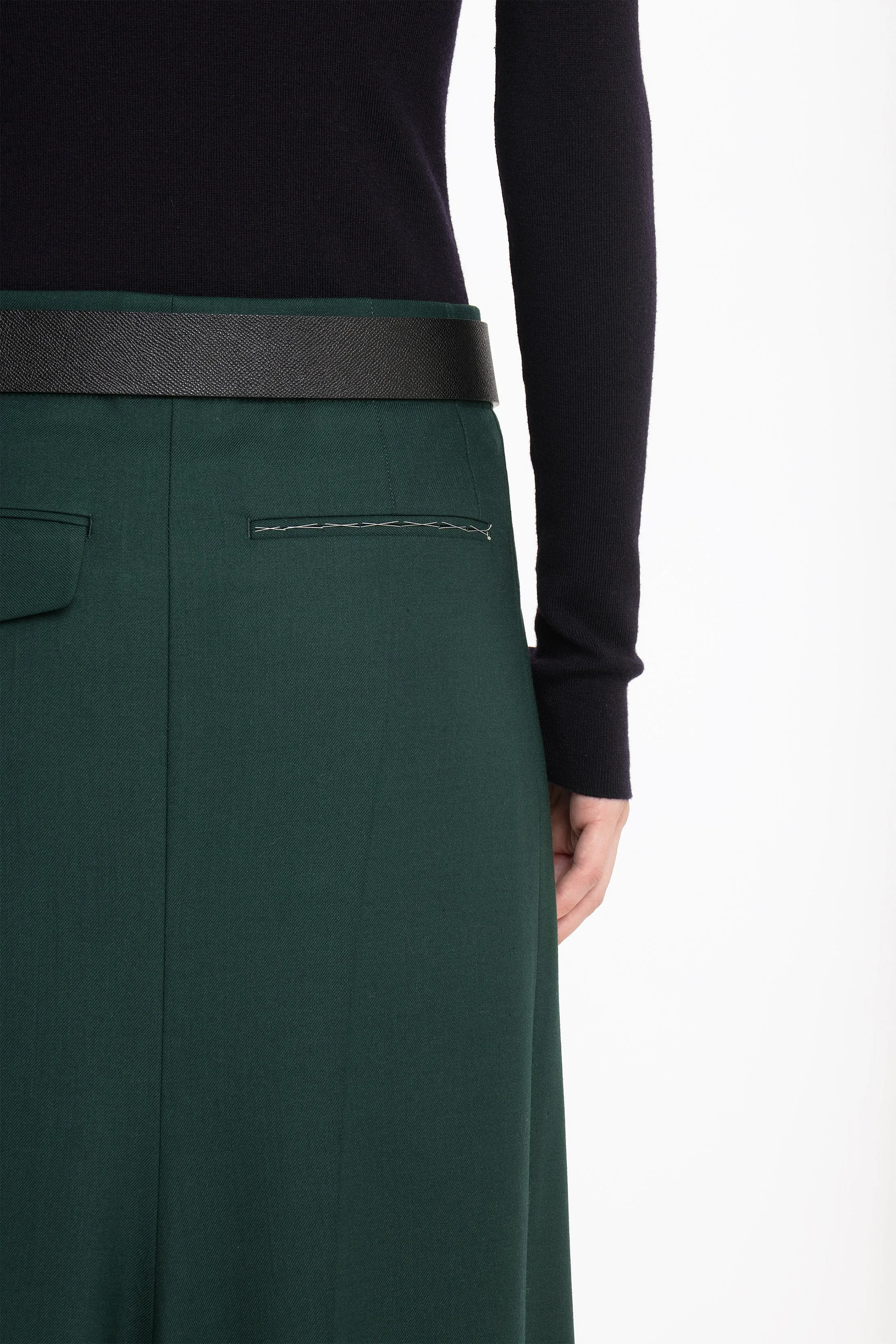 Long Asymmetric Tailored Skirt In Seaweed